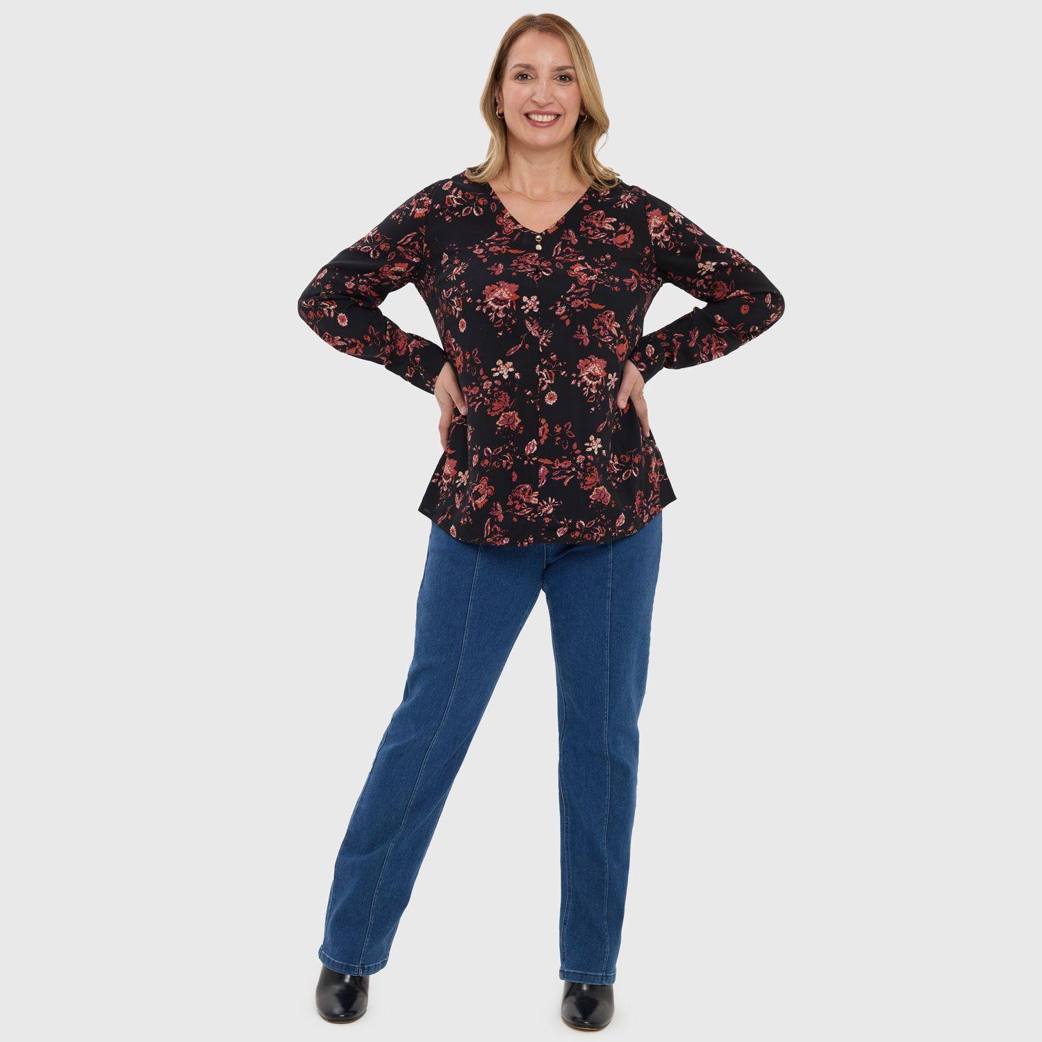 Blusa Mujer Pinza Pliegue Delantero Negro-3
