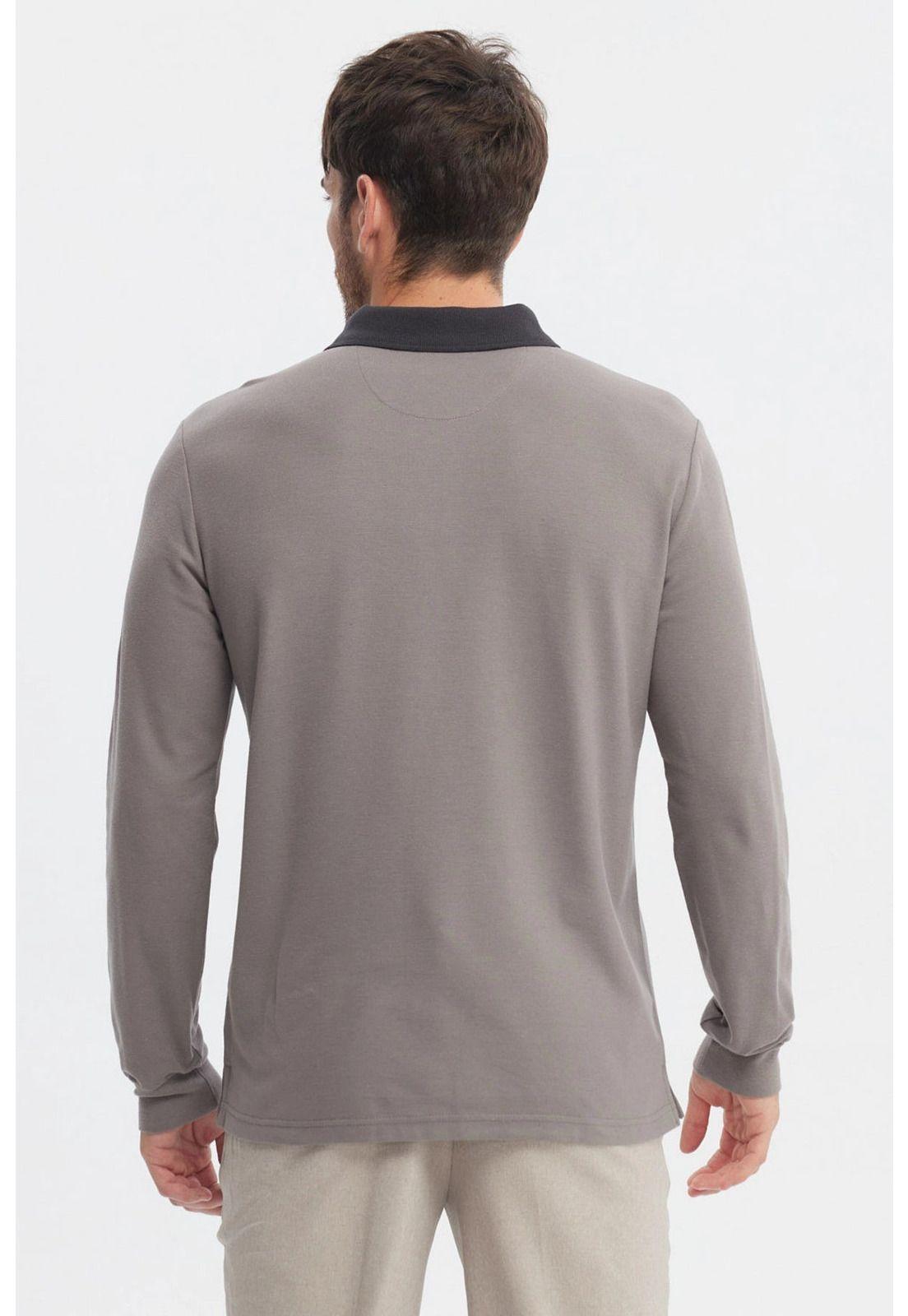 Polera Hombre Cuello Contraste Gris - ll-2