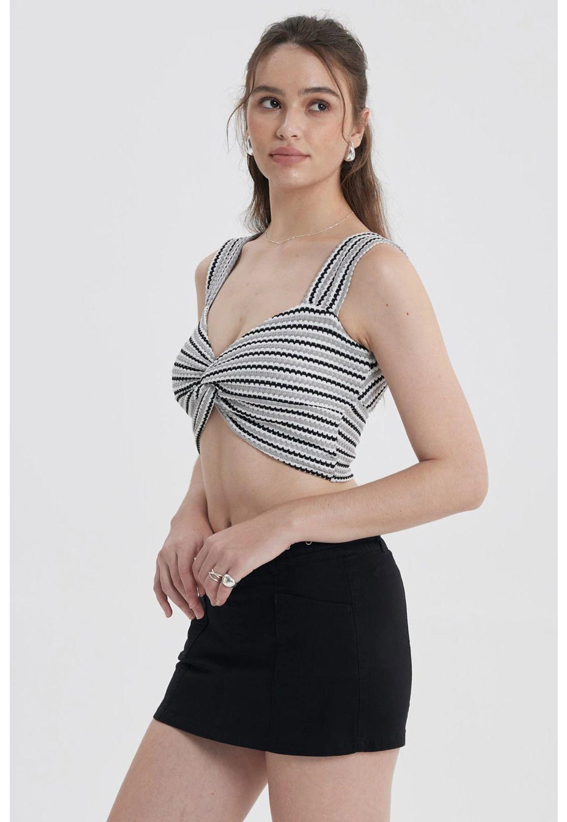 Polera Mujer Tejida Twist Gris Claro-2