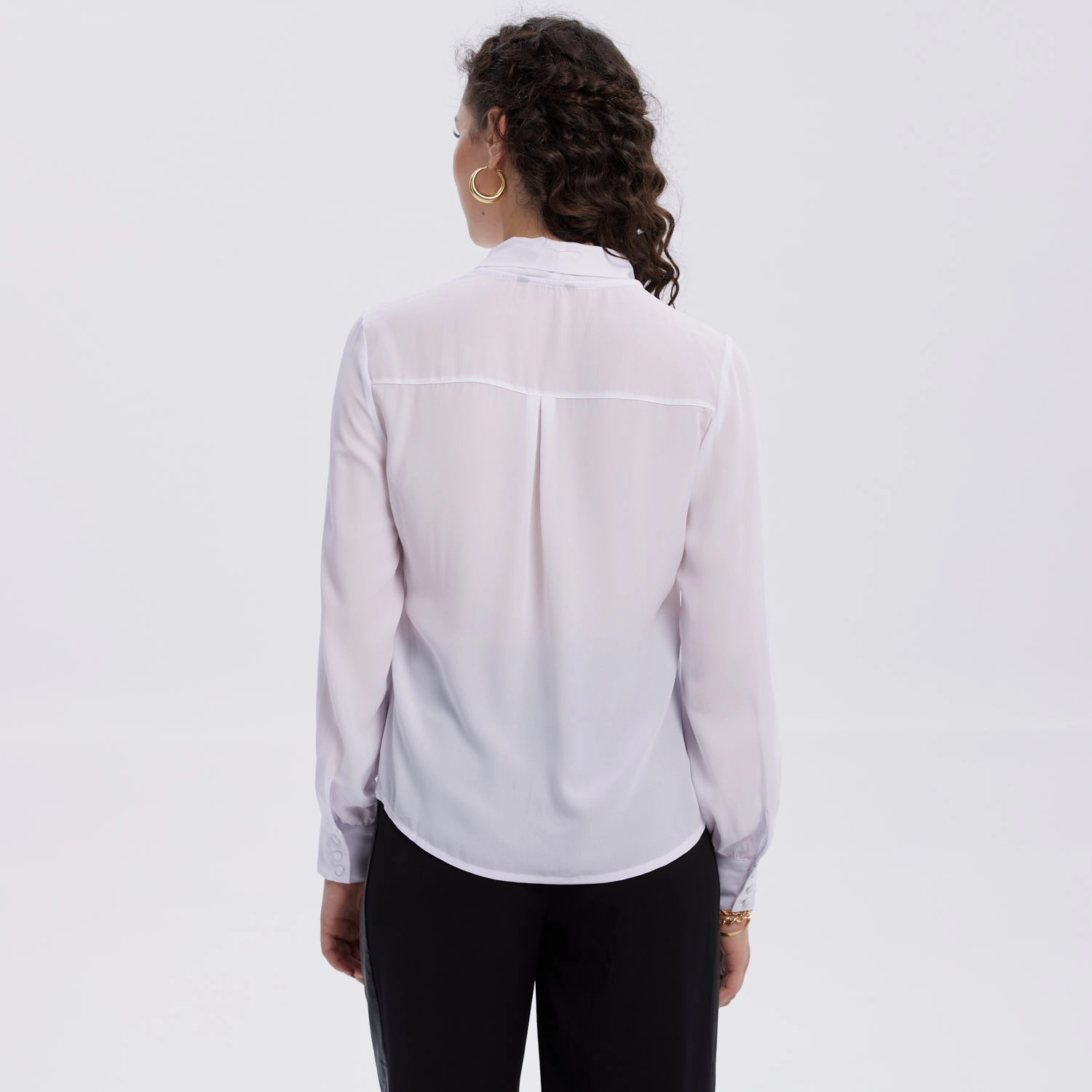 Blusa Mujer Abotonada Lisa Aplicación Blanco-2