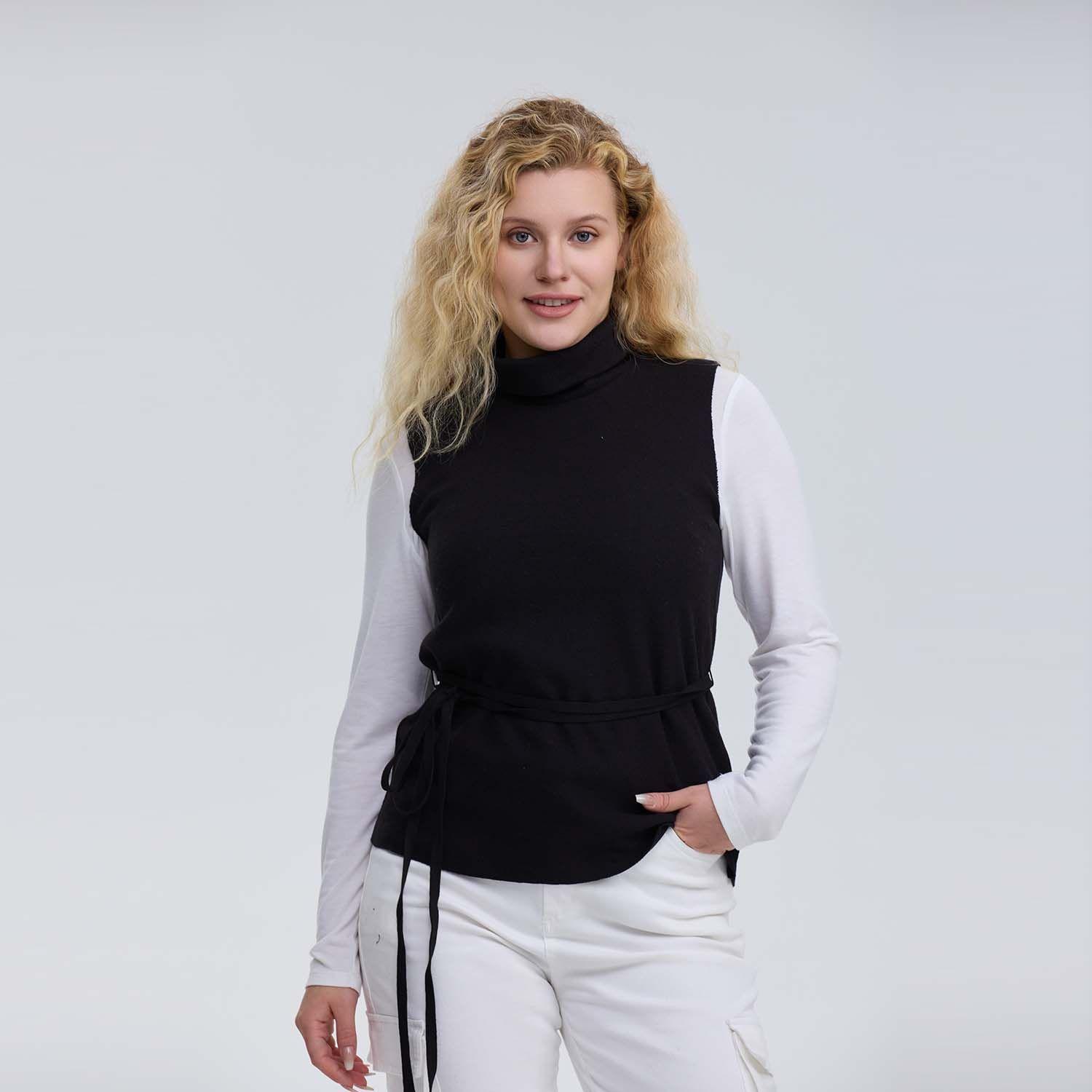 Sweater Mujer Con Amarra Negro-0
