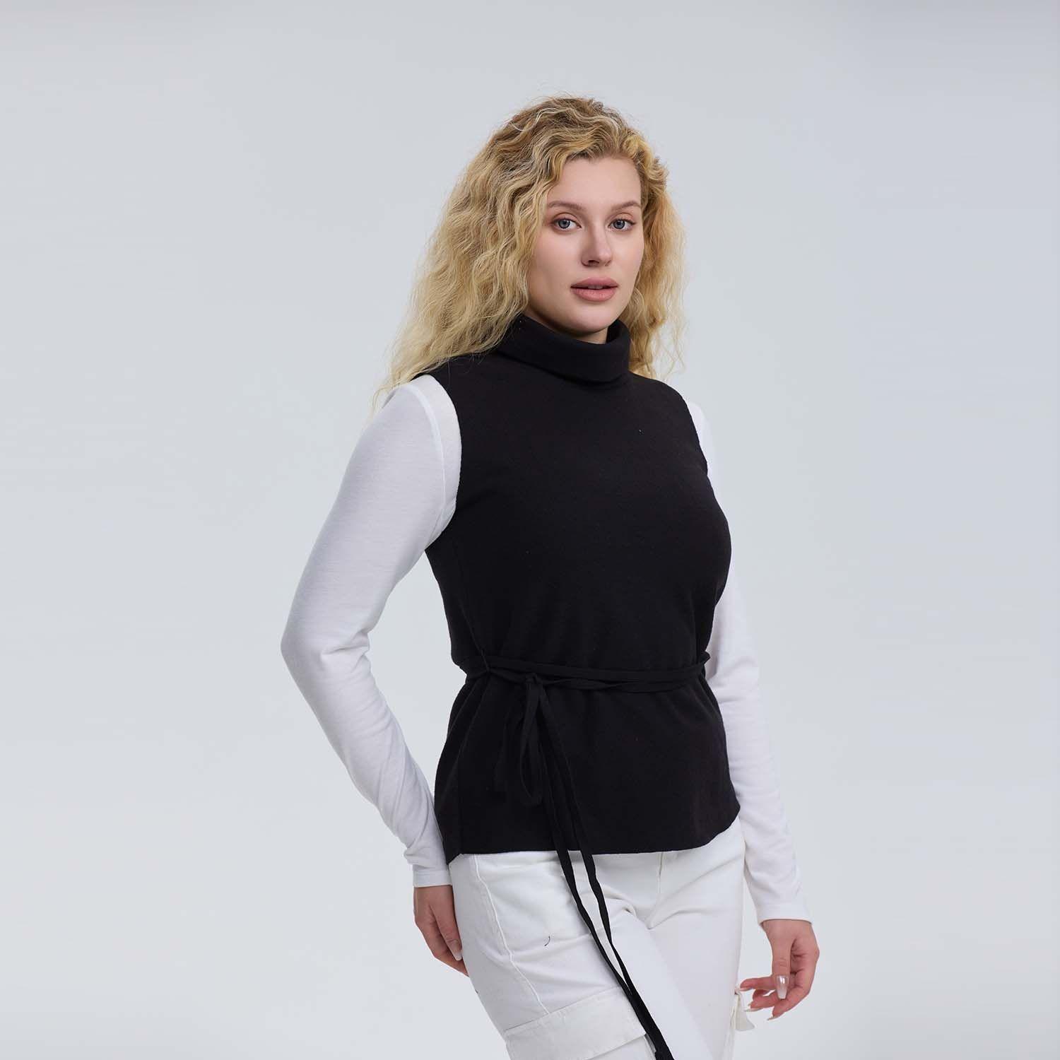 Sweater Mujer Con Amarra Negro-1