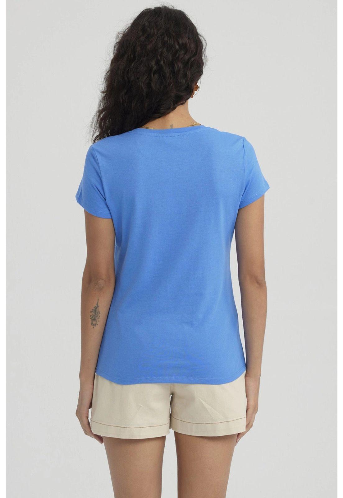 Polera Mujer Print Mujeres Con Aplicación Azulino-2