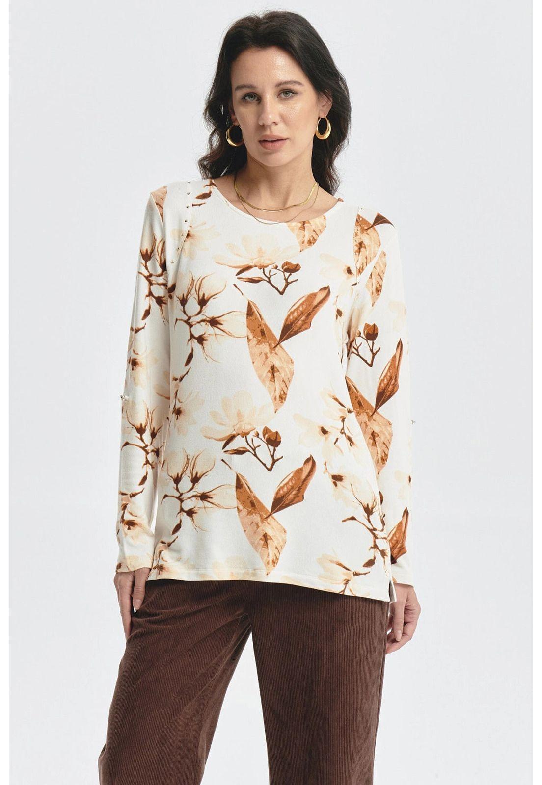 Polera Mujer Roll Up Print Crudo-0