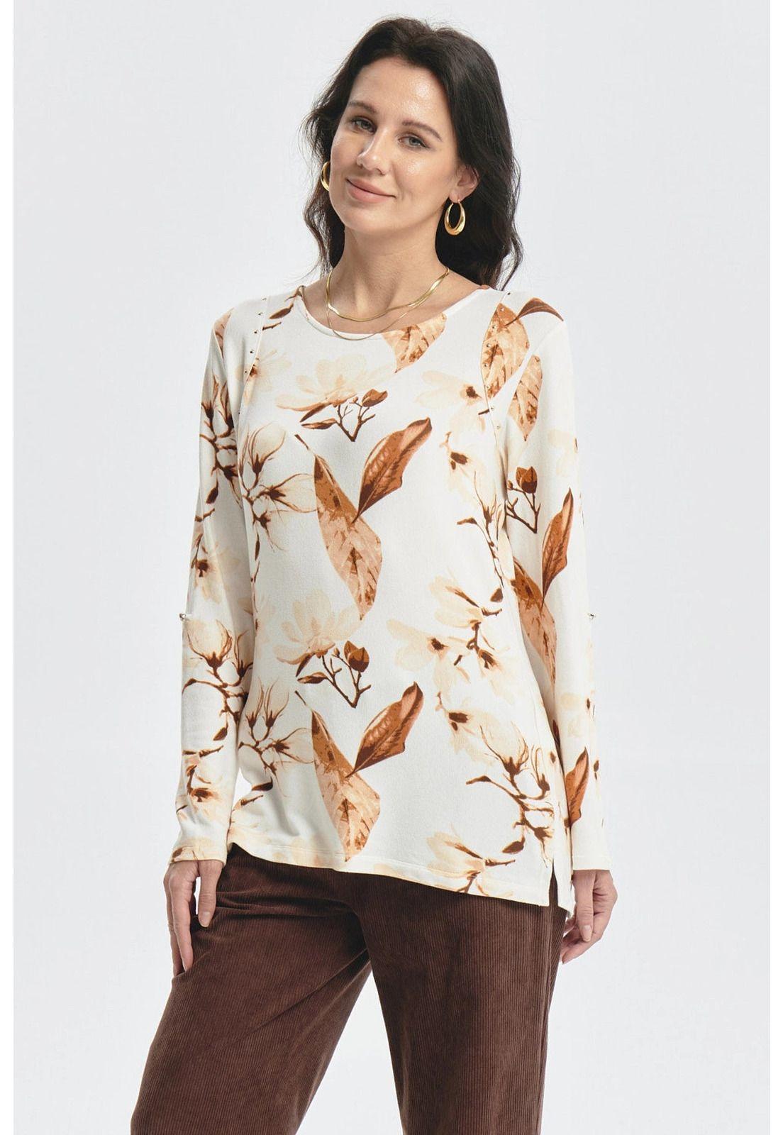 Polera Mujer Roll Up Print Crudo-1