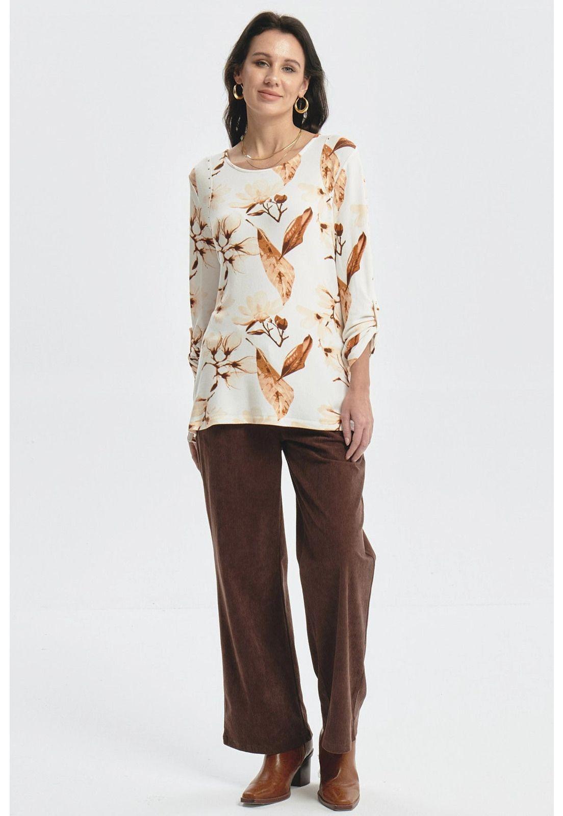 Polera Mujer Roll Up Print Crudo-3