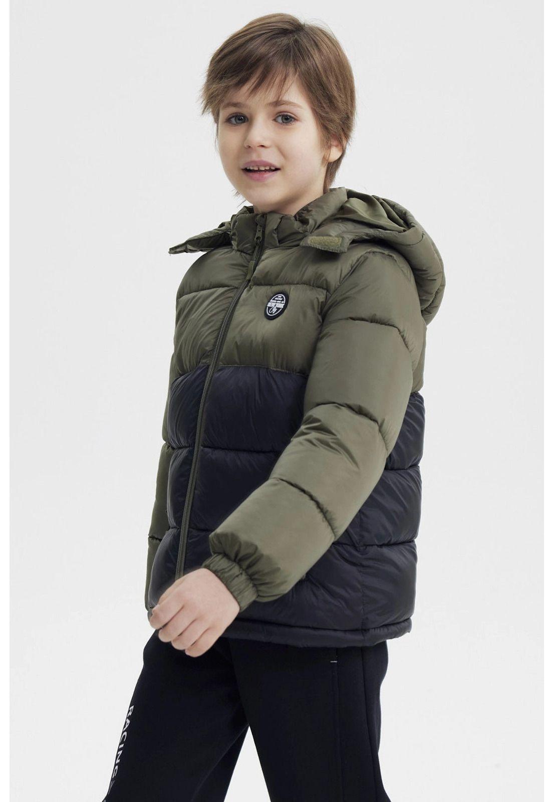 Parka Niño Básica Color Verde Militar-1