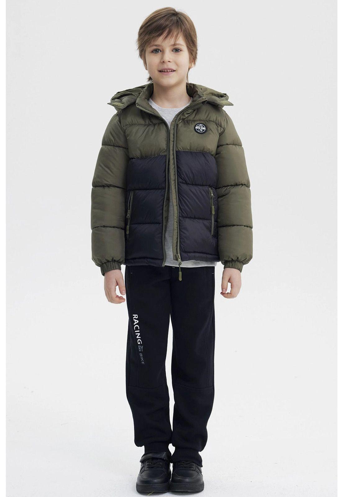 Parka Niño Básica Color Verde Militar-3