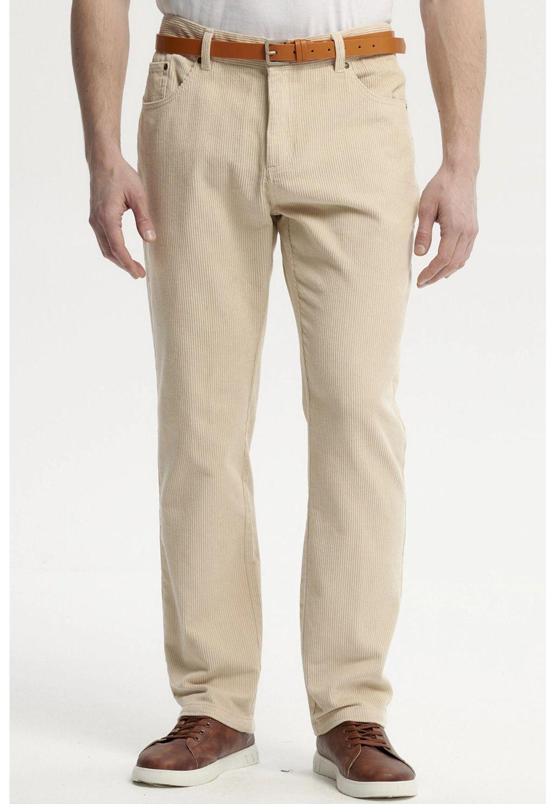 Pantalón Hombre Cotelé Beige-0