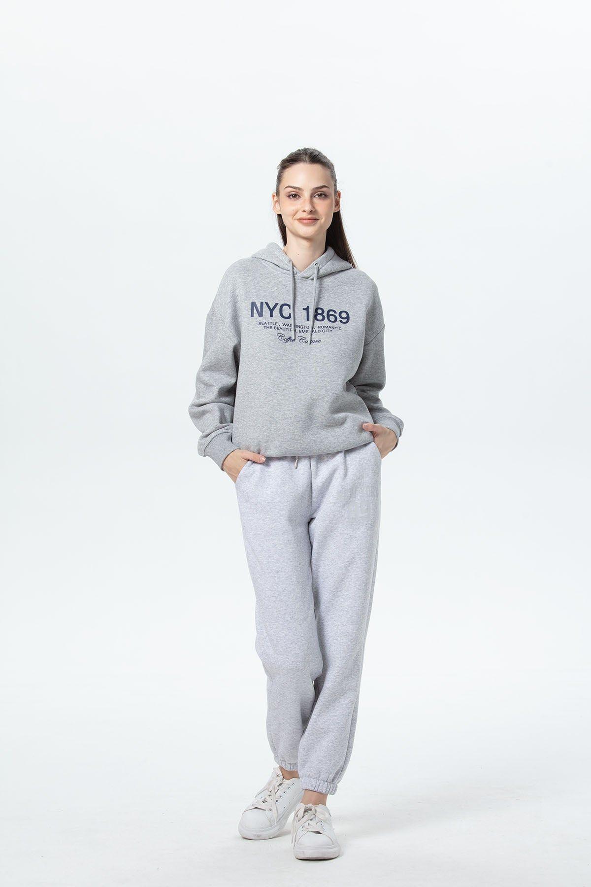 Pantalón Buzo Mujer Jogger Gris Melange-3