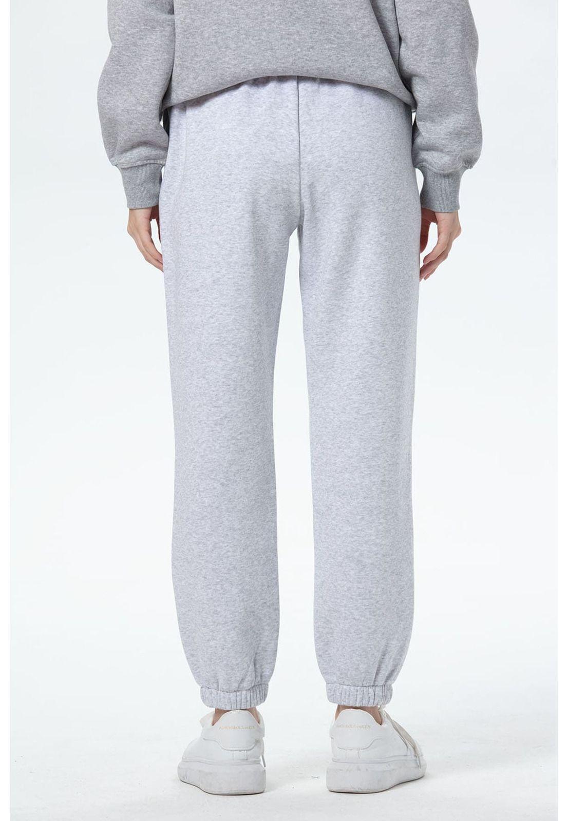 Pantalón Buzo Mujer Jogger Gris Melange-2