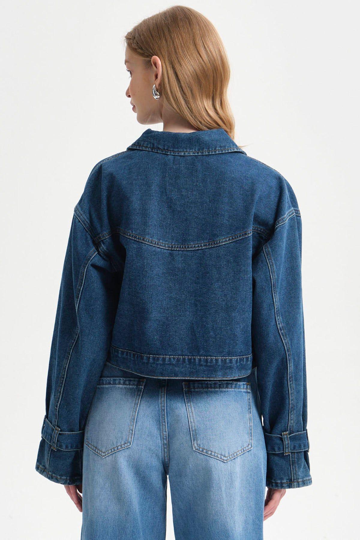 Chaqueta Mujer Oversize Azul-2