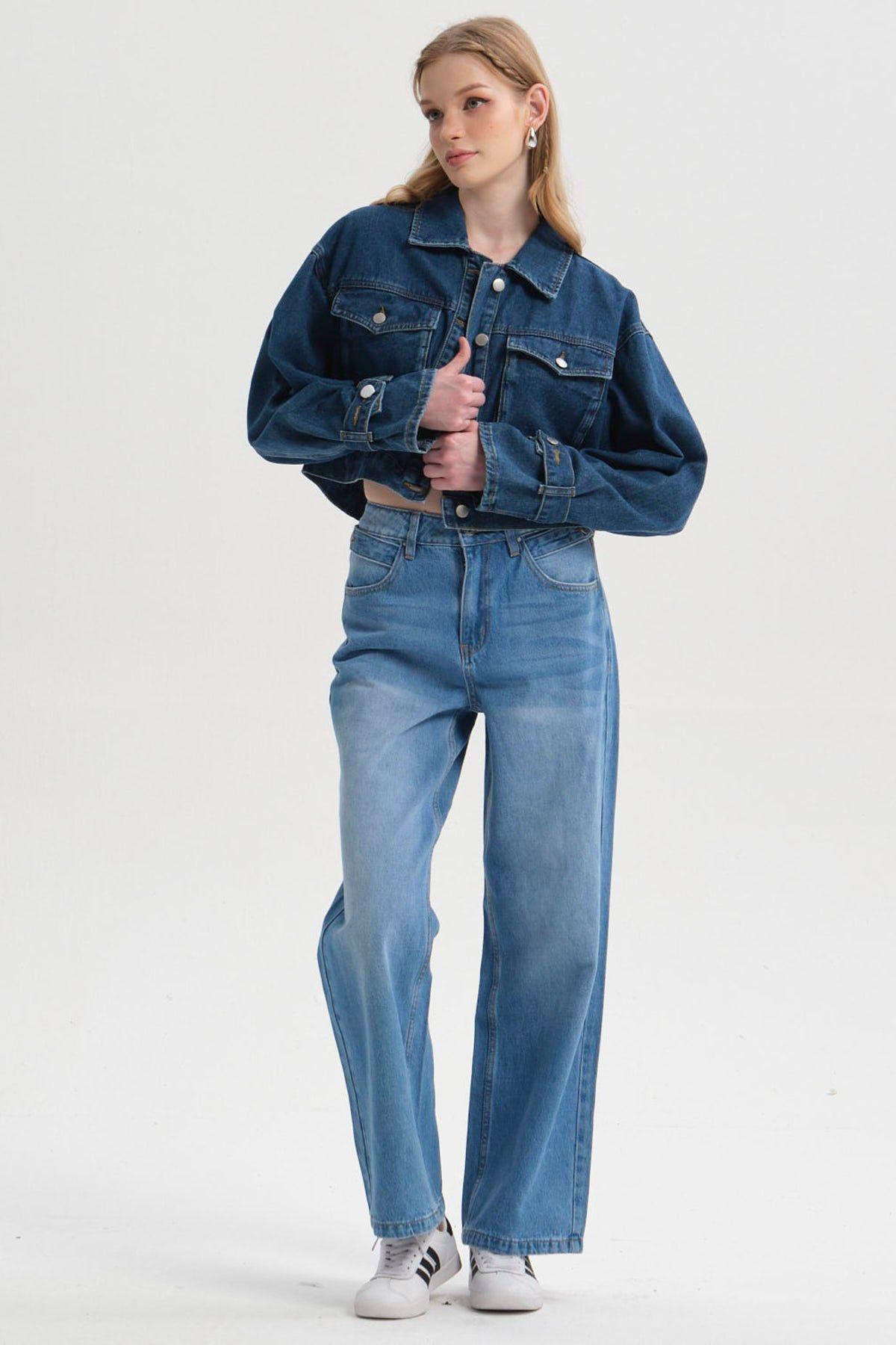 Chaqueta Mujer Oversize Azul-3