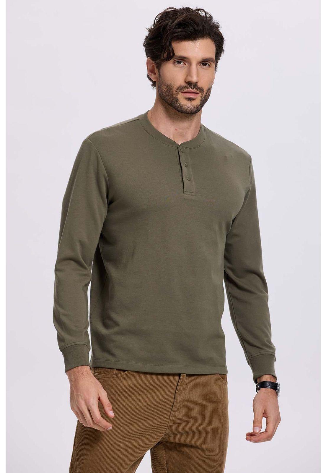 Polera Hombre Tres Botones Verde-0
