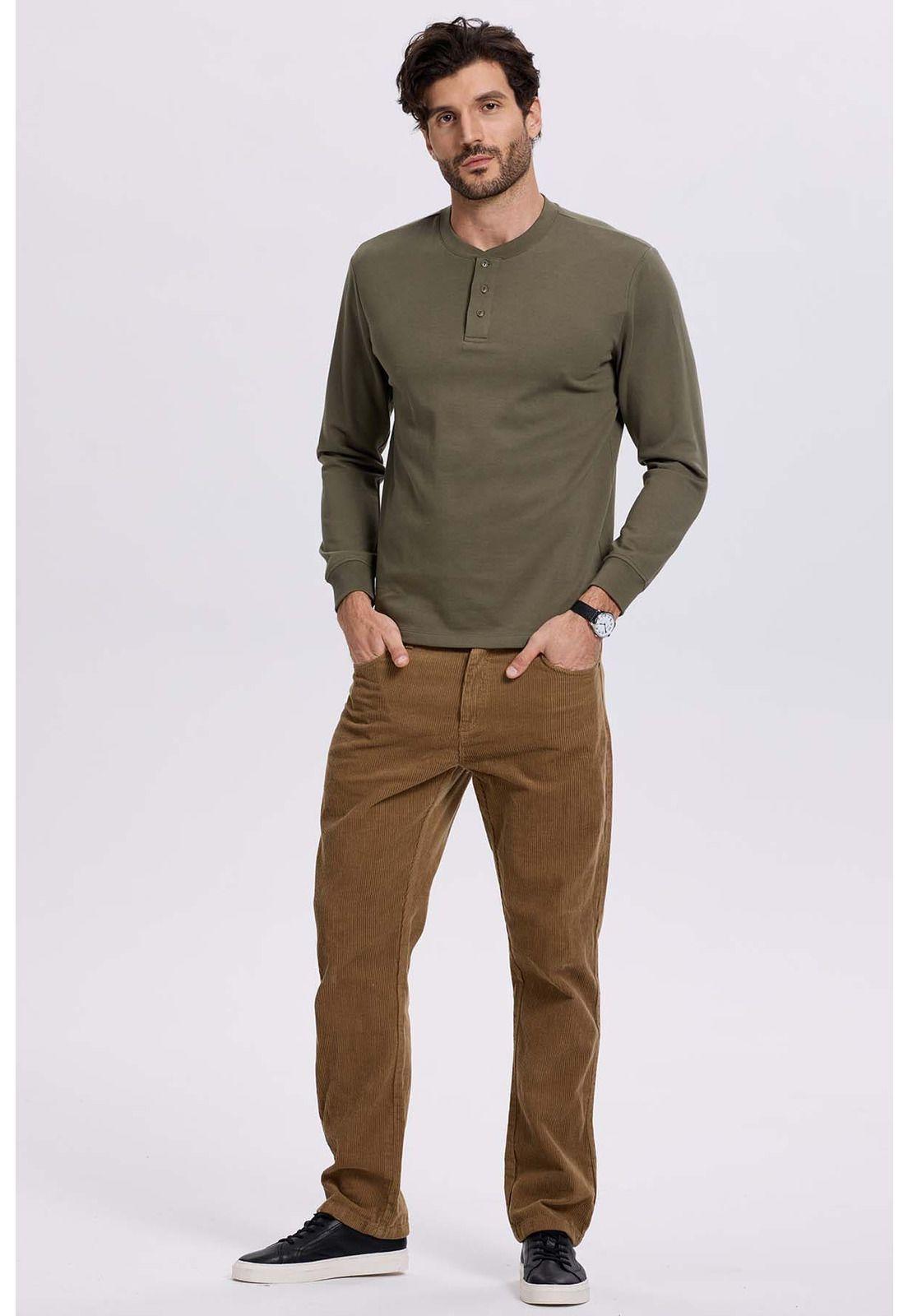 Polera Hombre Tres Botones Verde-3