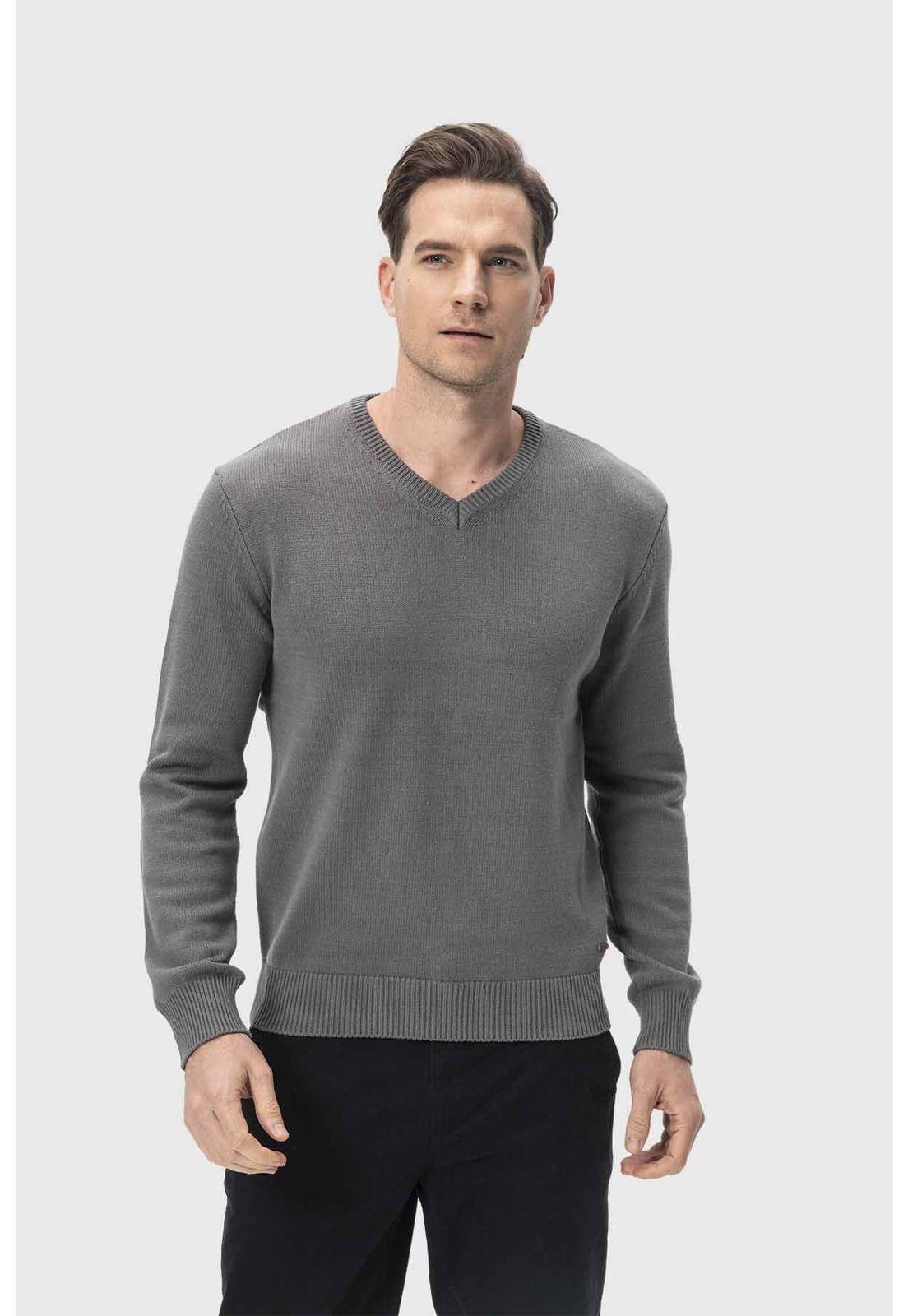 Sweater Hombre Cuello V Básico Marengo-0