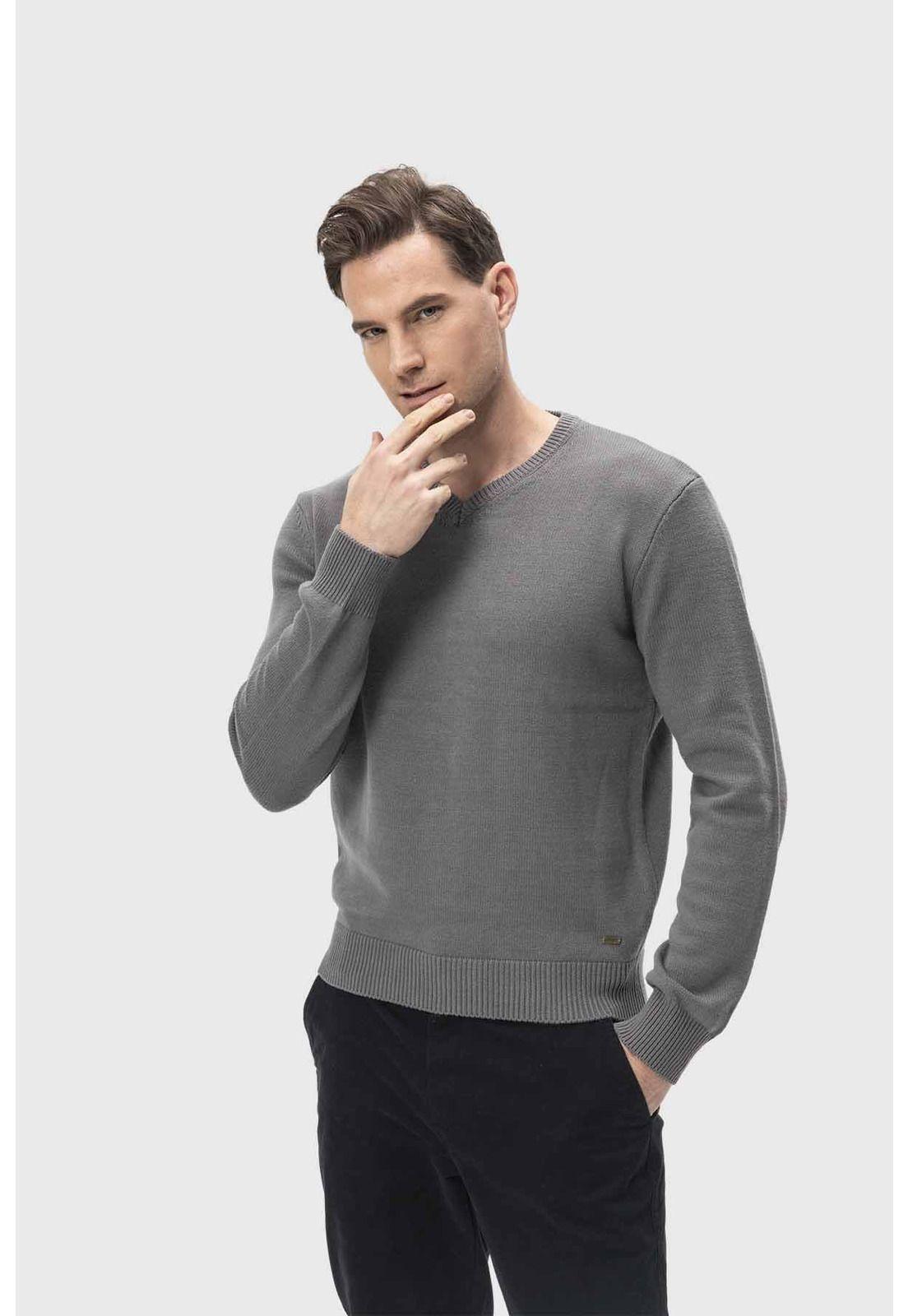 Sweater Hombre Cuello V Básico Marengo-1