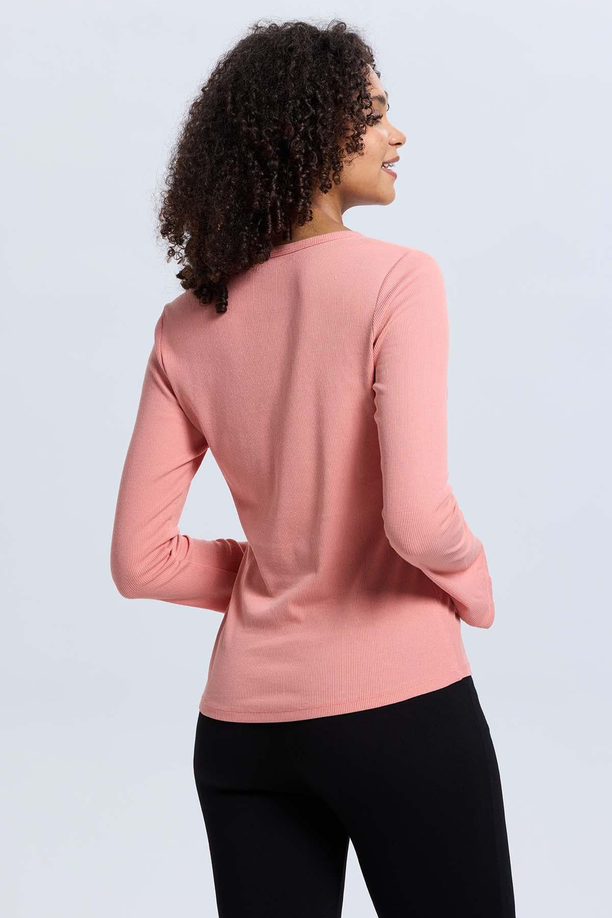 Polera Mujer Rib Lisa Coral-2