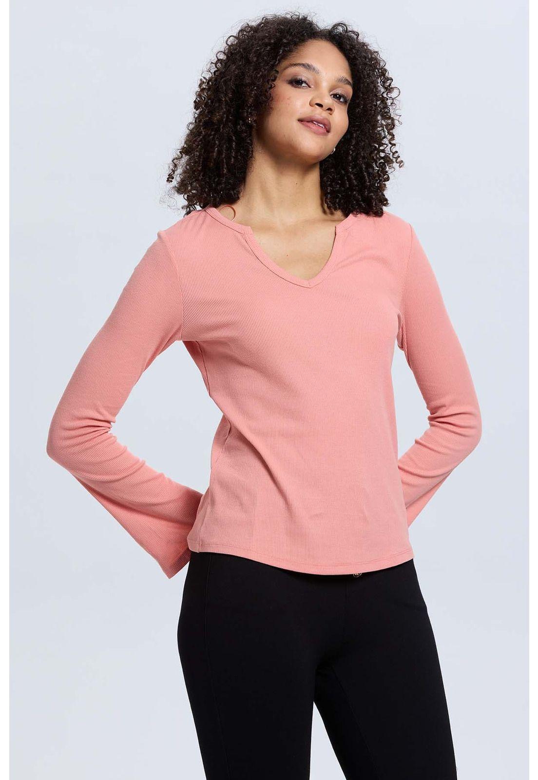 Polera Mujer Rib Lisa Coral-1