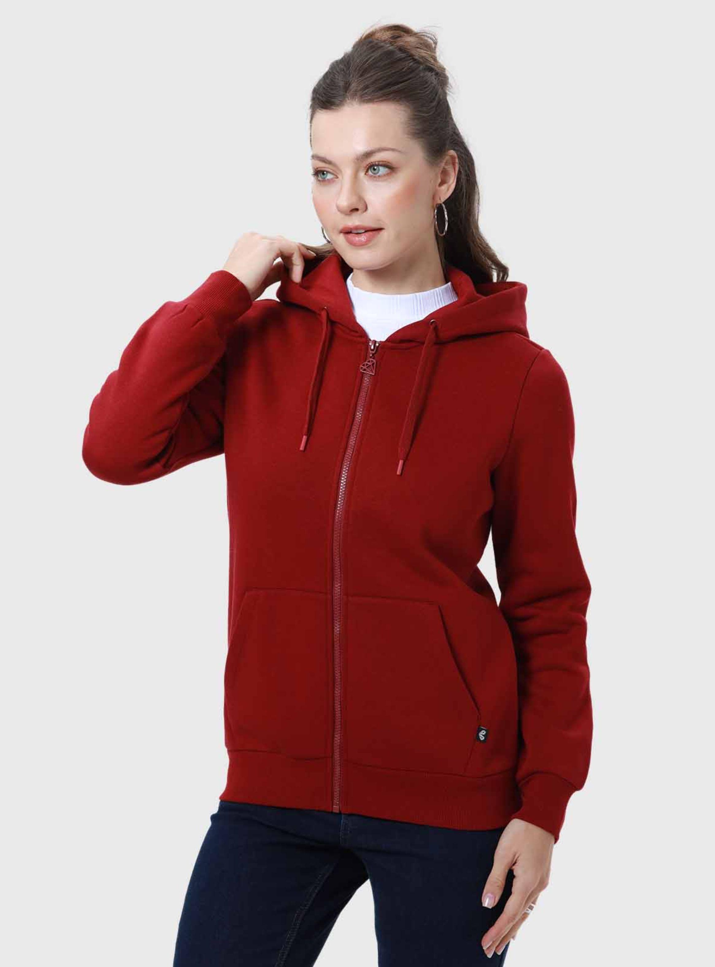 Polerón Mujer Hoodie Full Zipper Burdeo-0