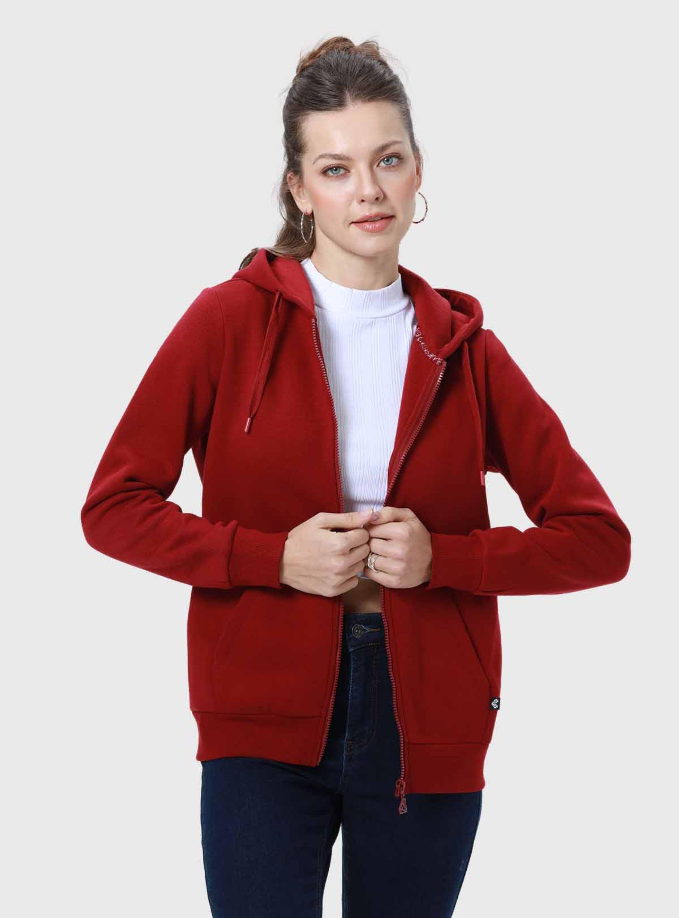 Polerón Mujer Hoodie Full Zipper Burdeo-1