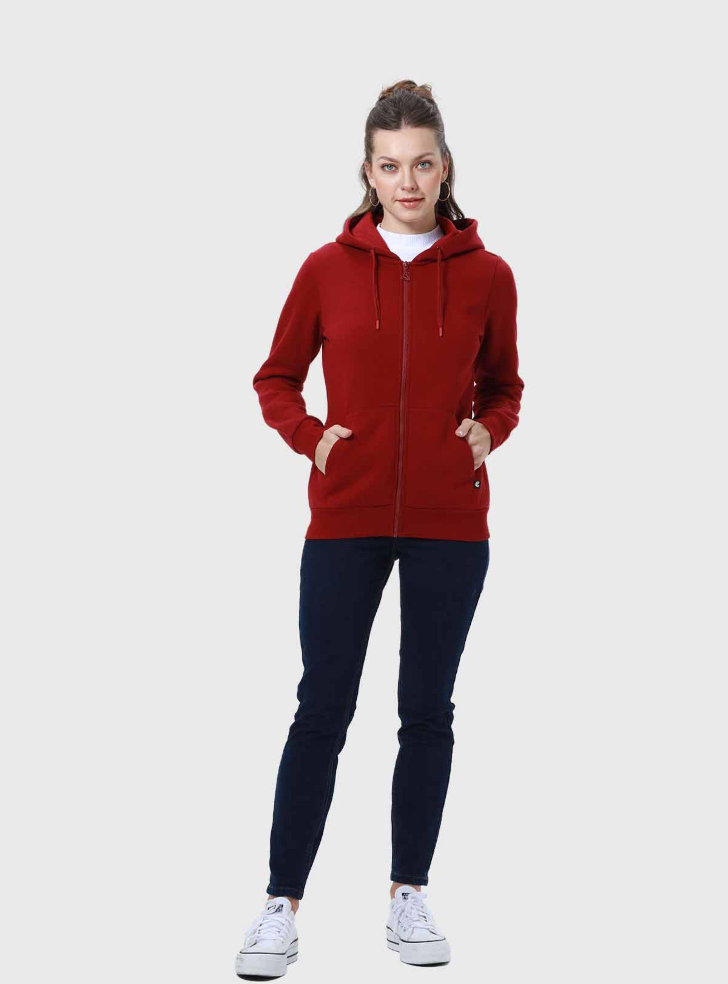 Polerón Mujer Hoodie Full Zipper Burdeo-3