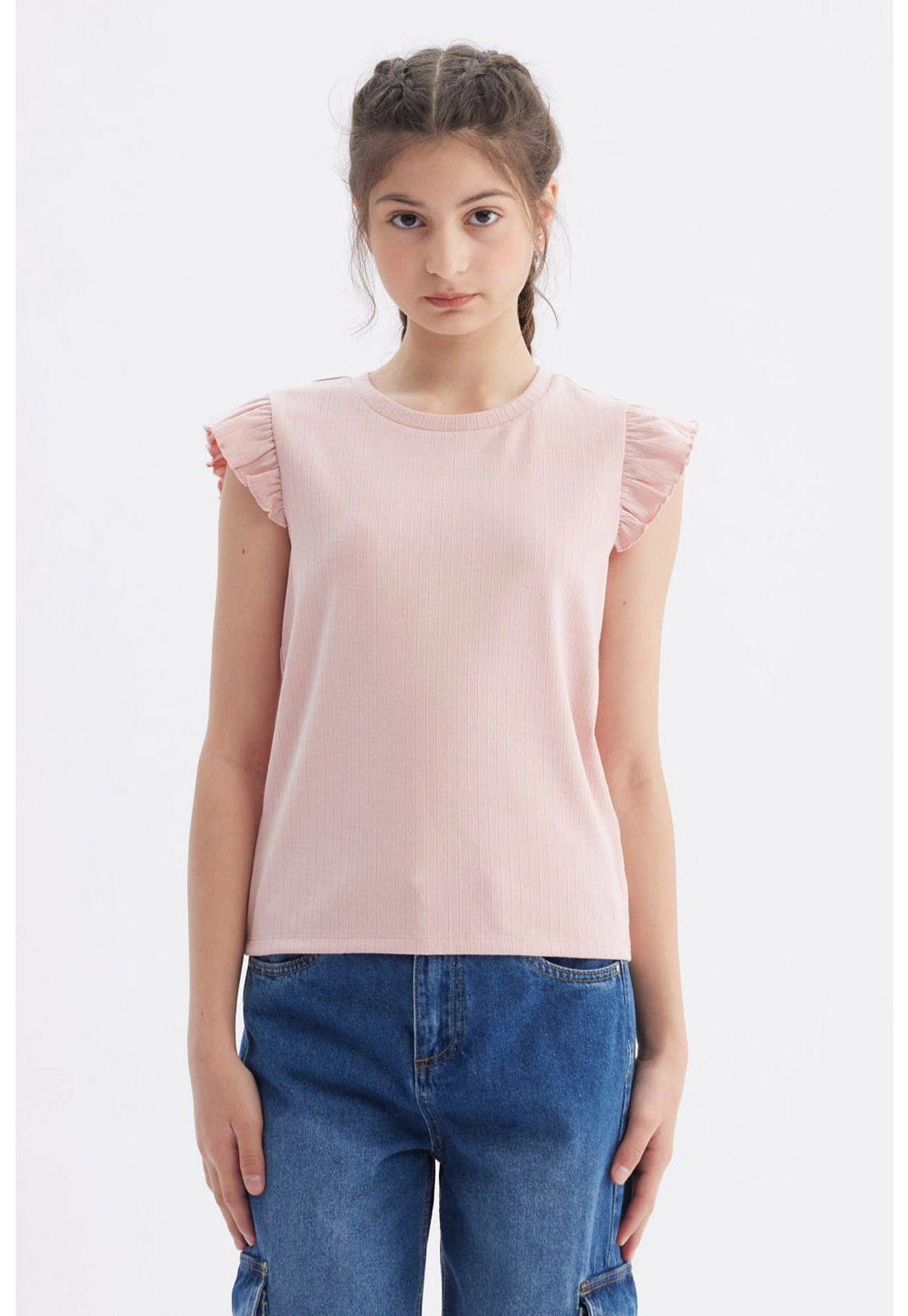 Polera Niña Rib Rosado-0