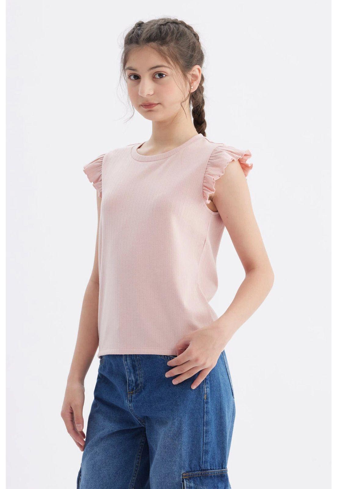 Polera Niña Rib Rosado-1