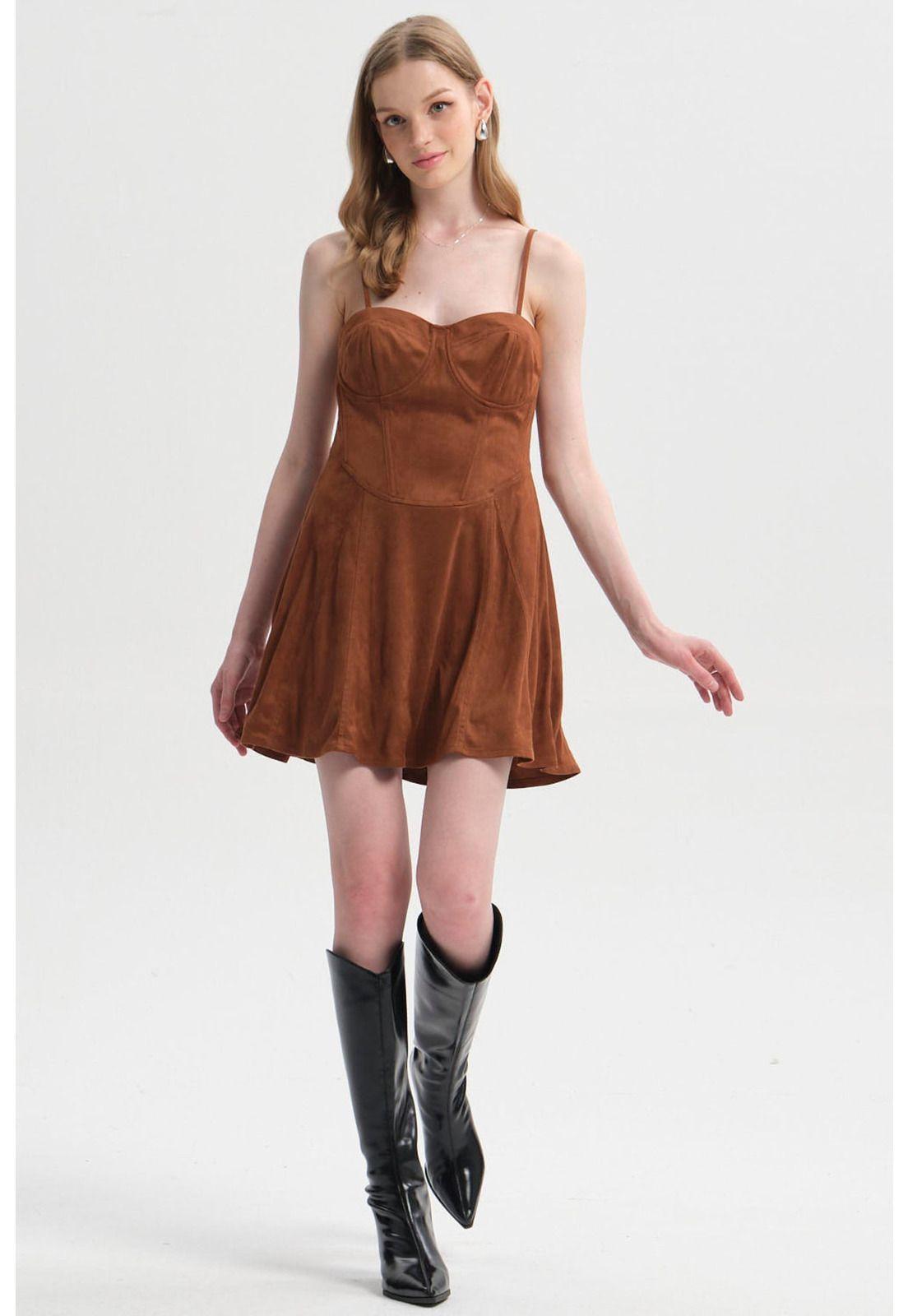 Vestido Mujer Cowboy Camel-0