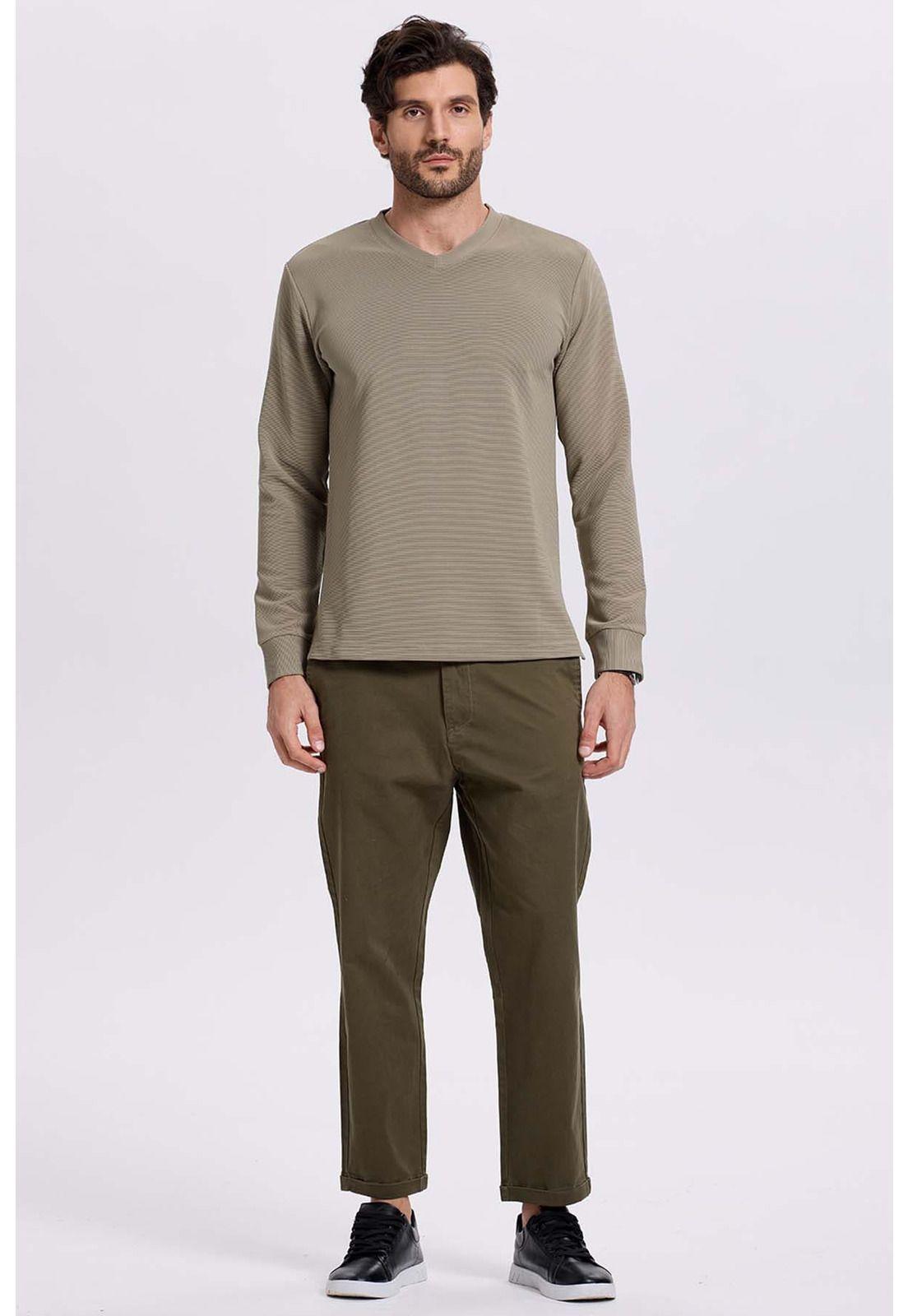 Pantalón Hombre Chino Roll Up Verde-3