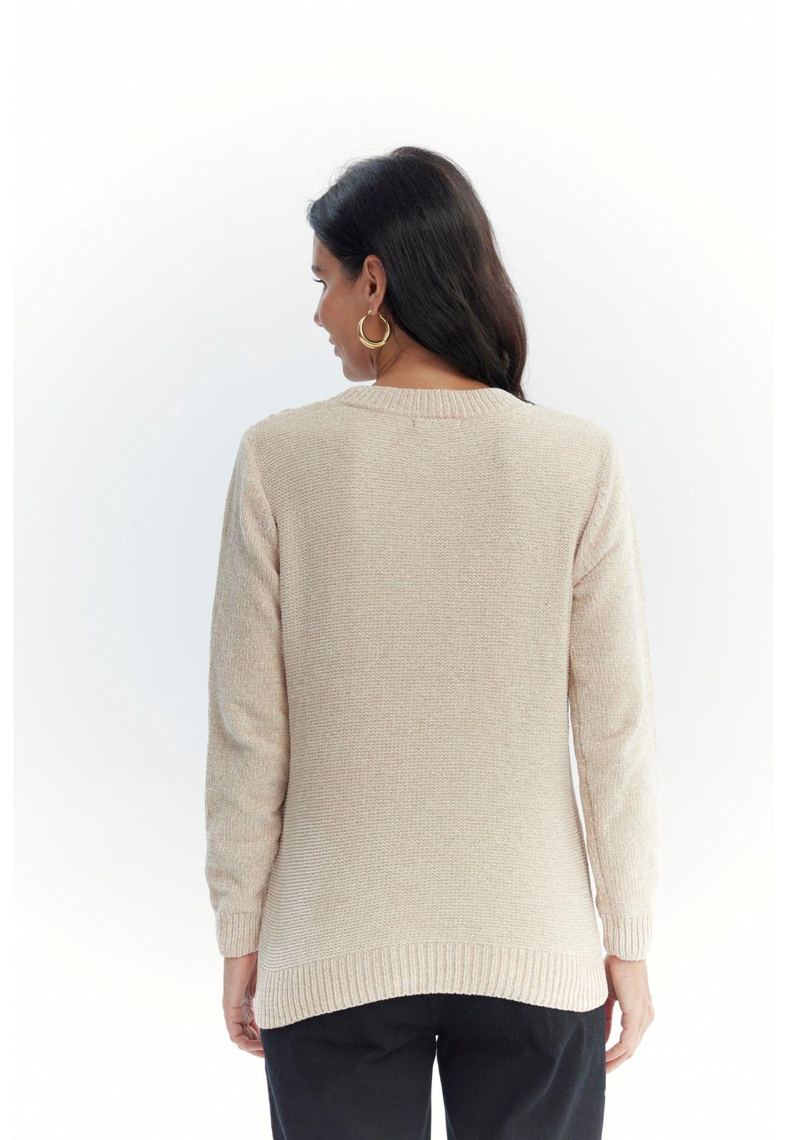 Sweater Mujer Chenille Beige Oscuro-1