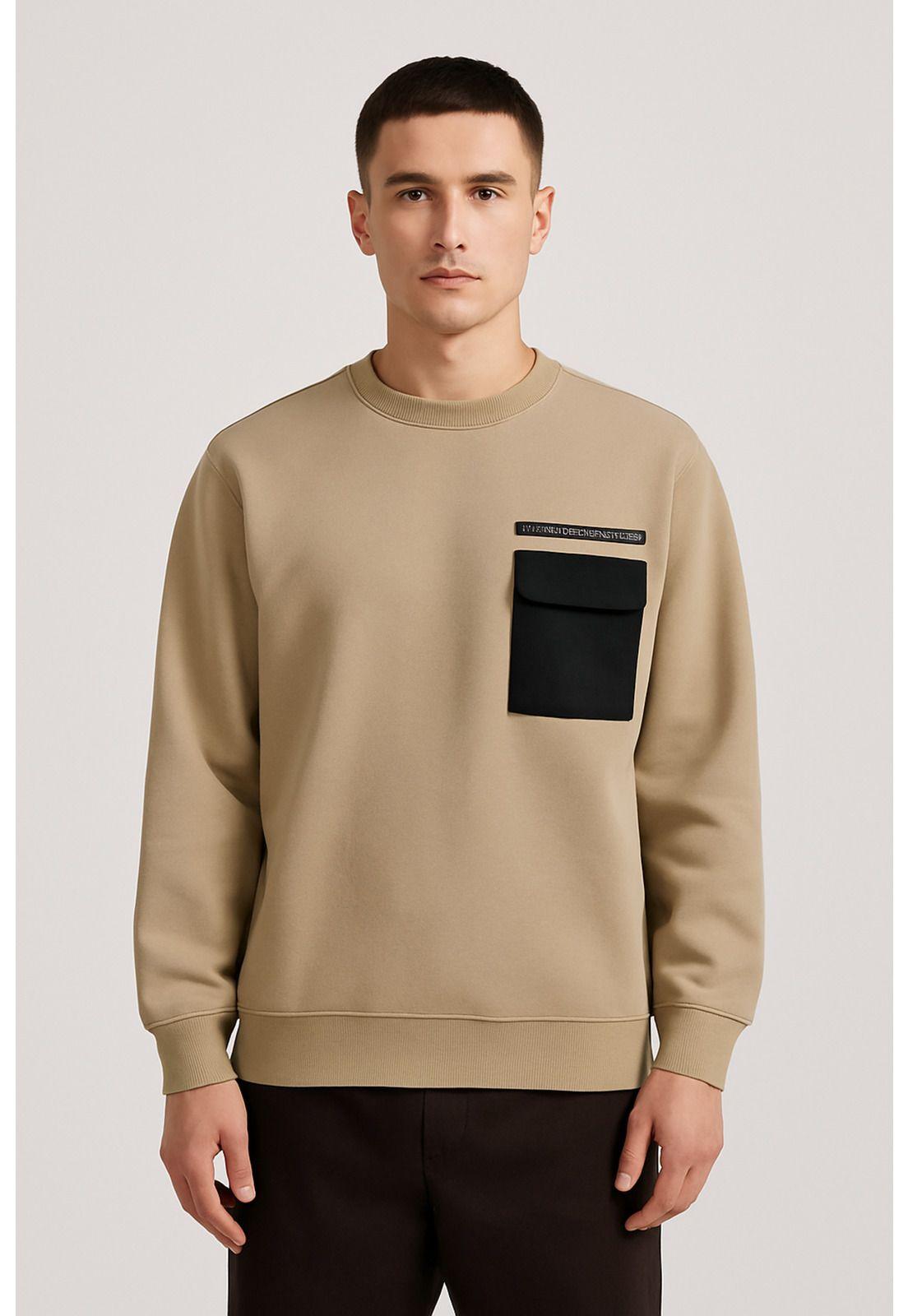 Polerón Hombre Bolsillo Beige-0