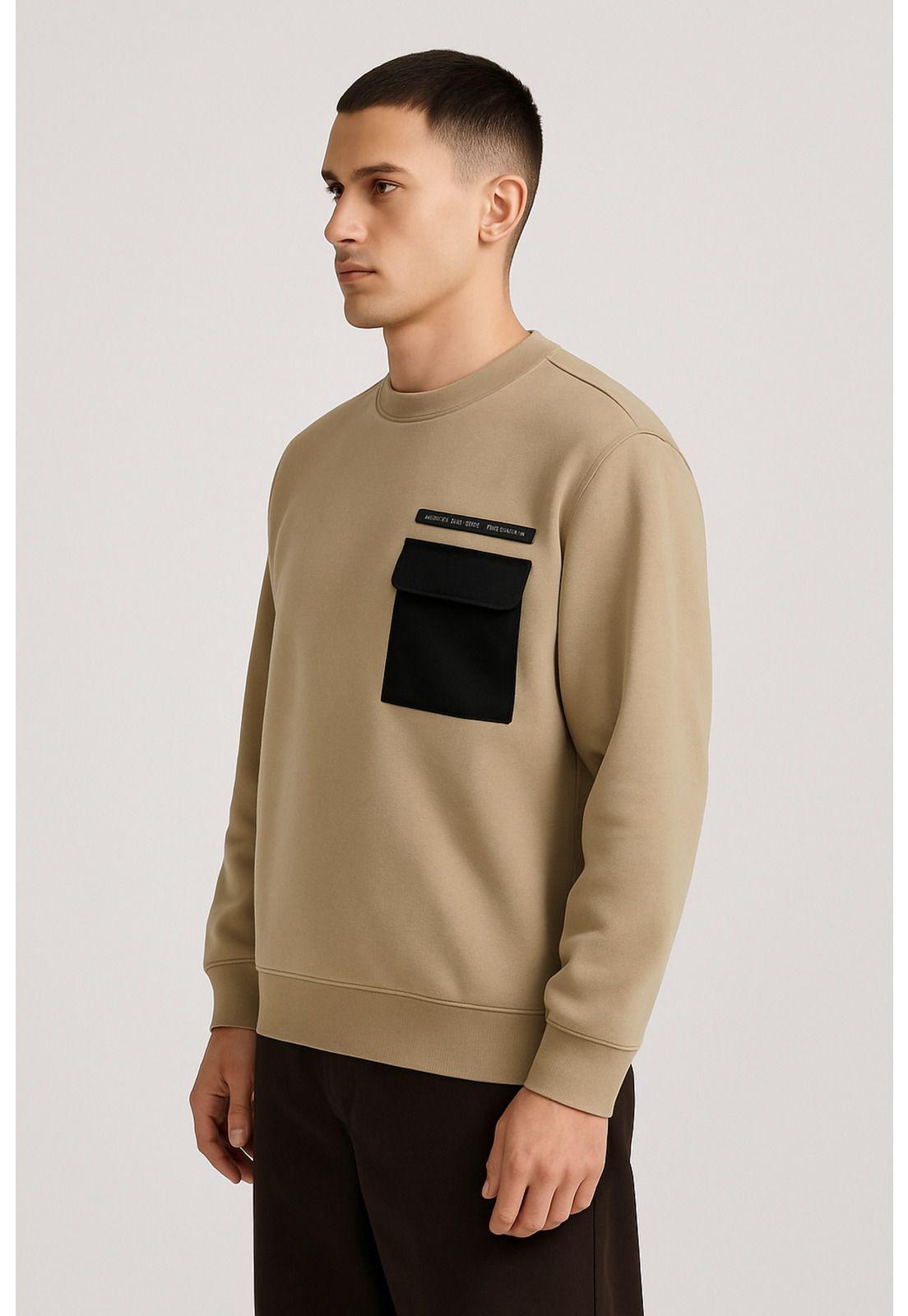 Polerón Hombre Bolsillo Beige-1
