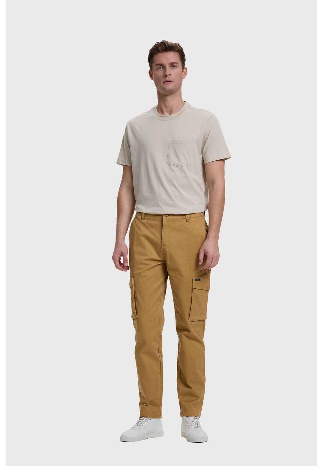 Pantalón Hombre Cargo Slim Fit Camel-3
