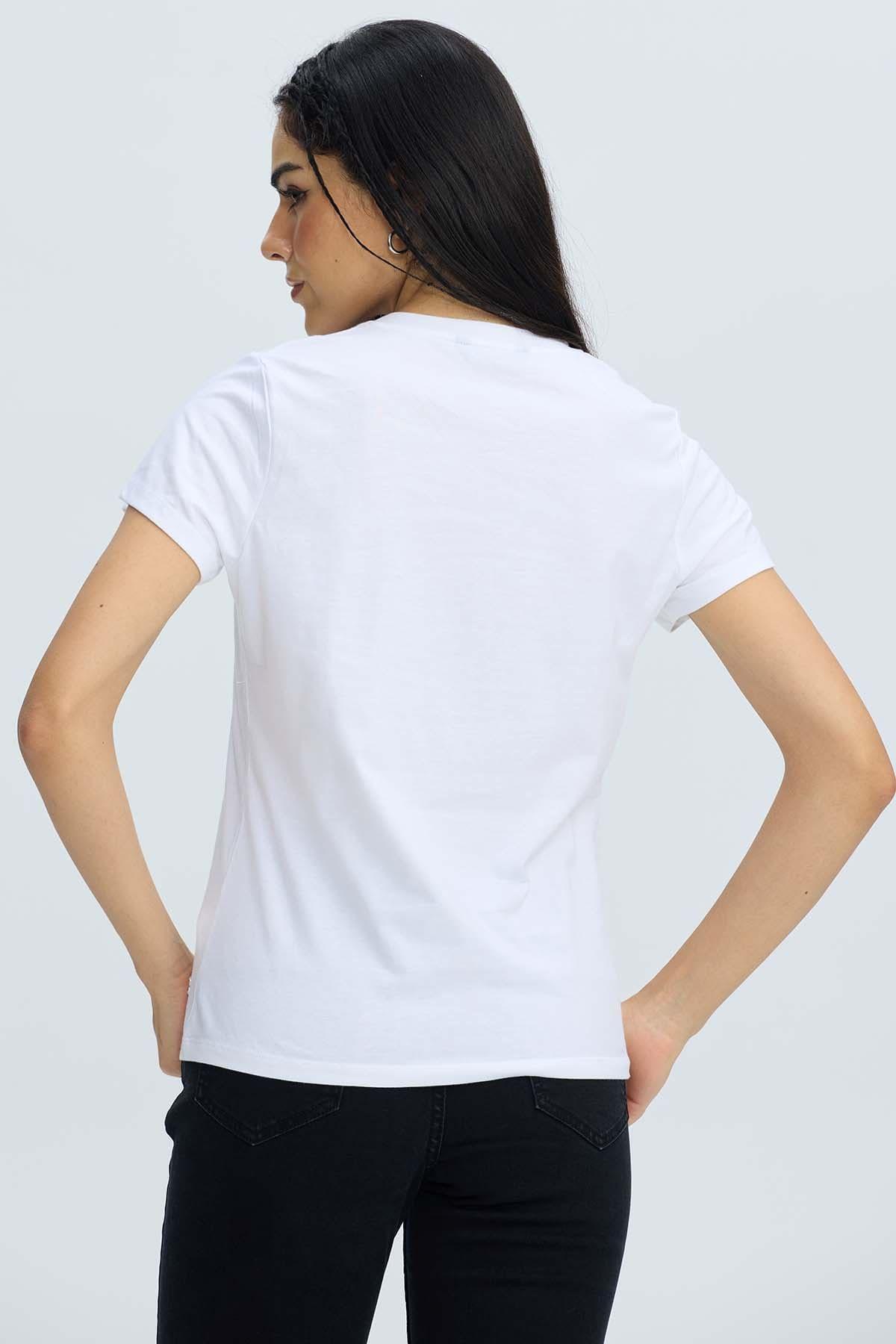 Polera Mujer Básica Print Blanco / Rojo-2