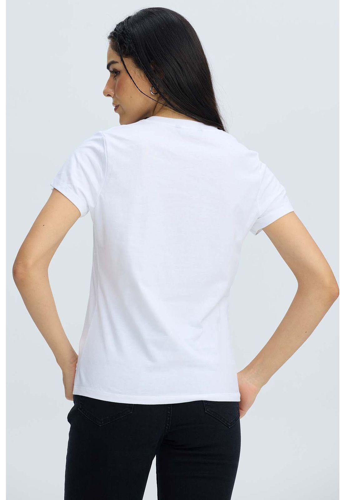 Polera Mujer Básica Print Blanco / Rojo-2