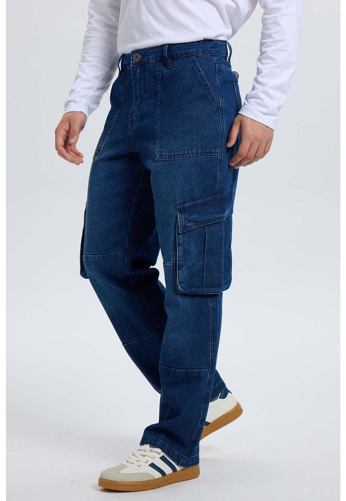 Jeans Hombre Cargo Carpintero Azul-1