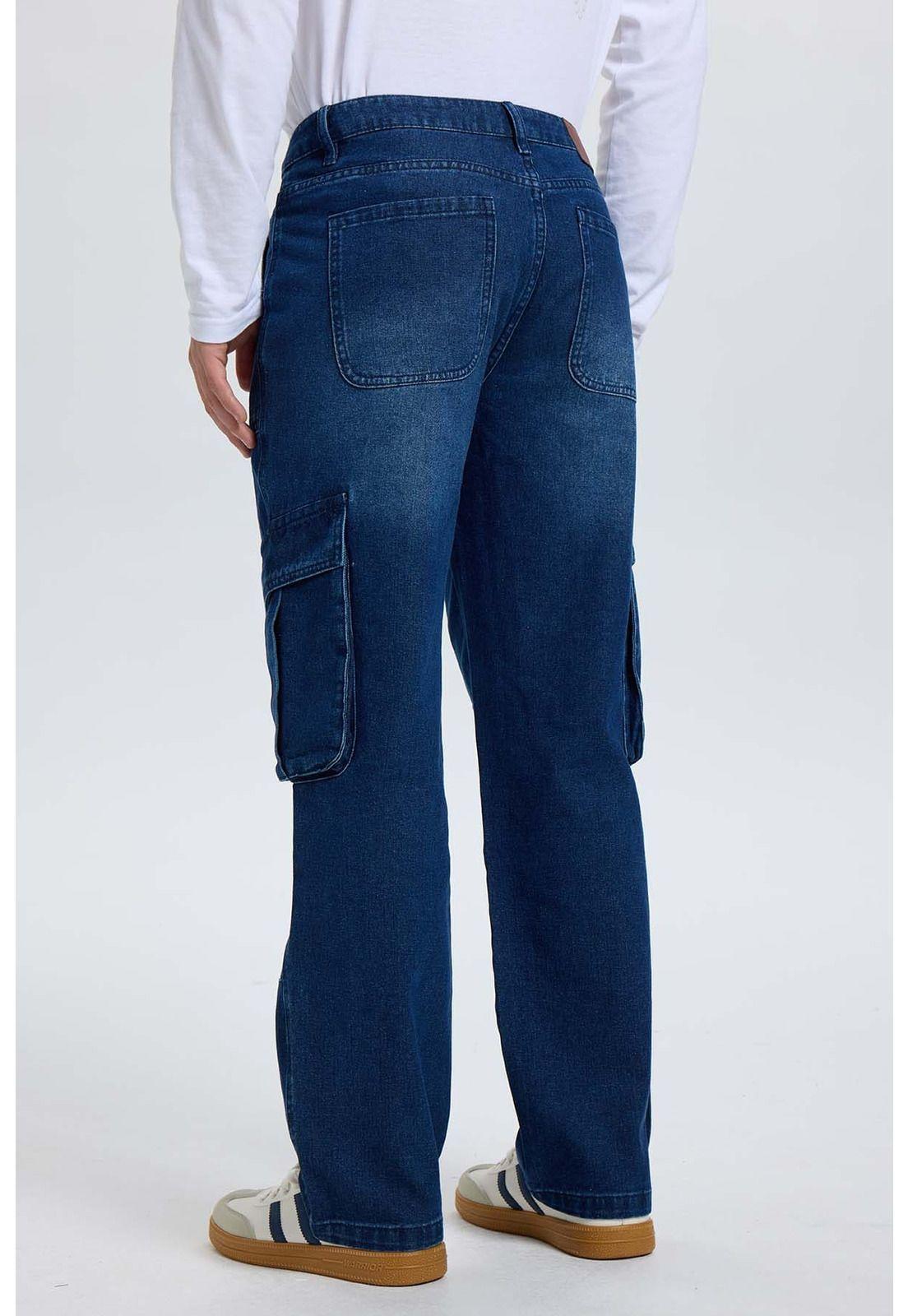 Jeans Hombre Cargo Carpintero Azul-2