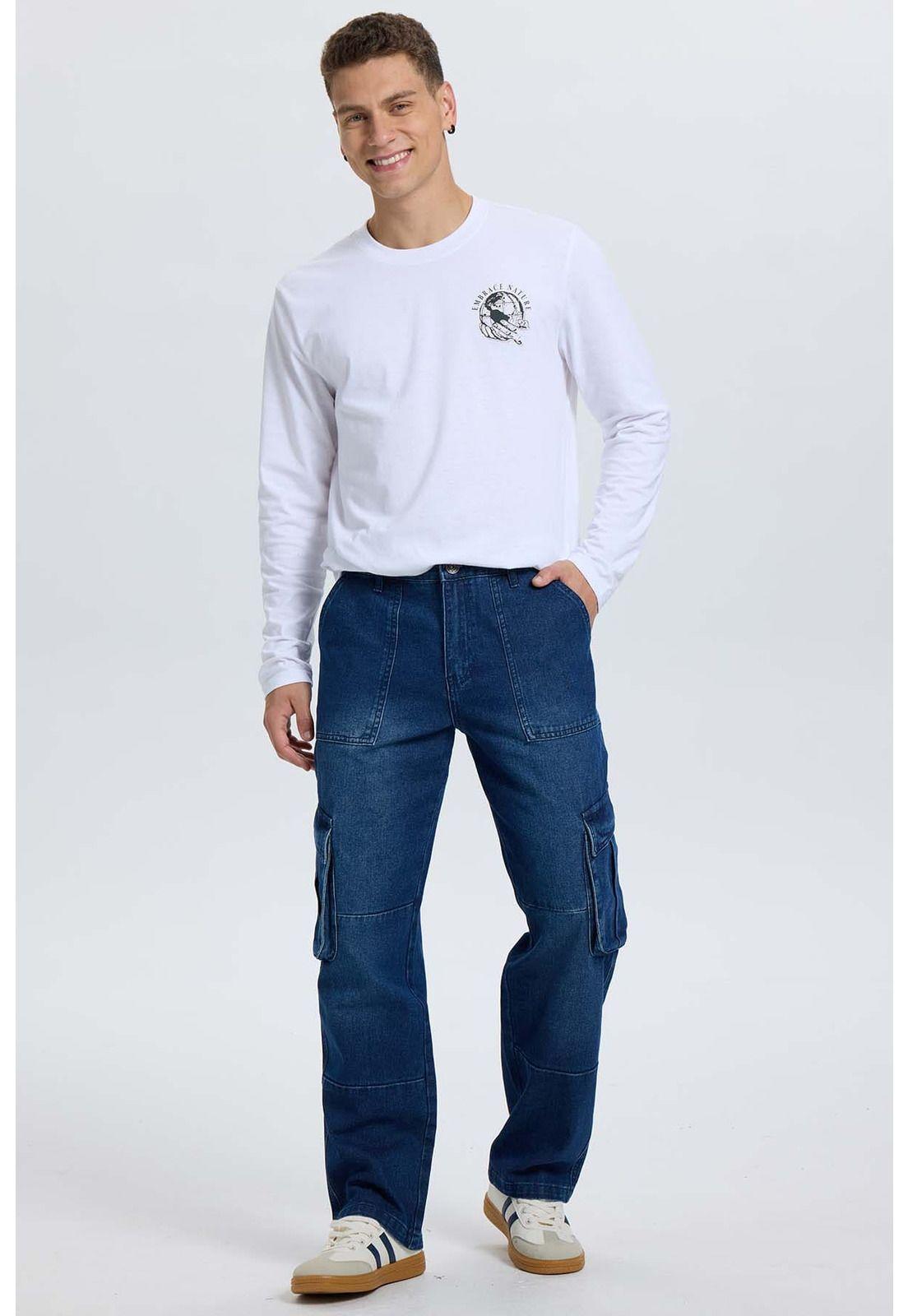 Jeans Hombre Cargo Carpintero Azul-3