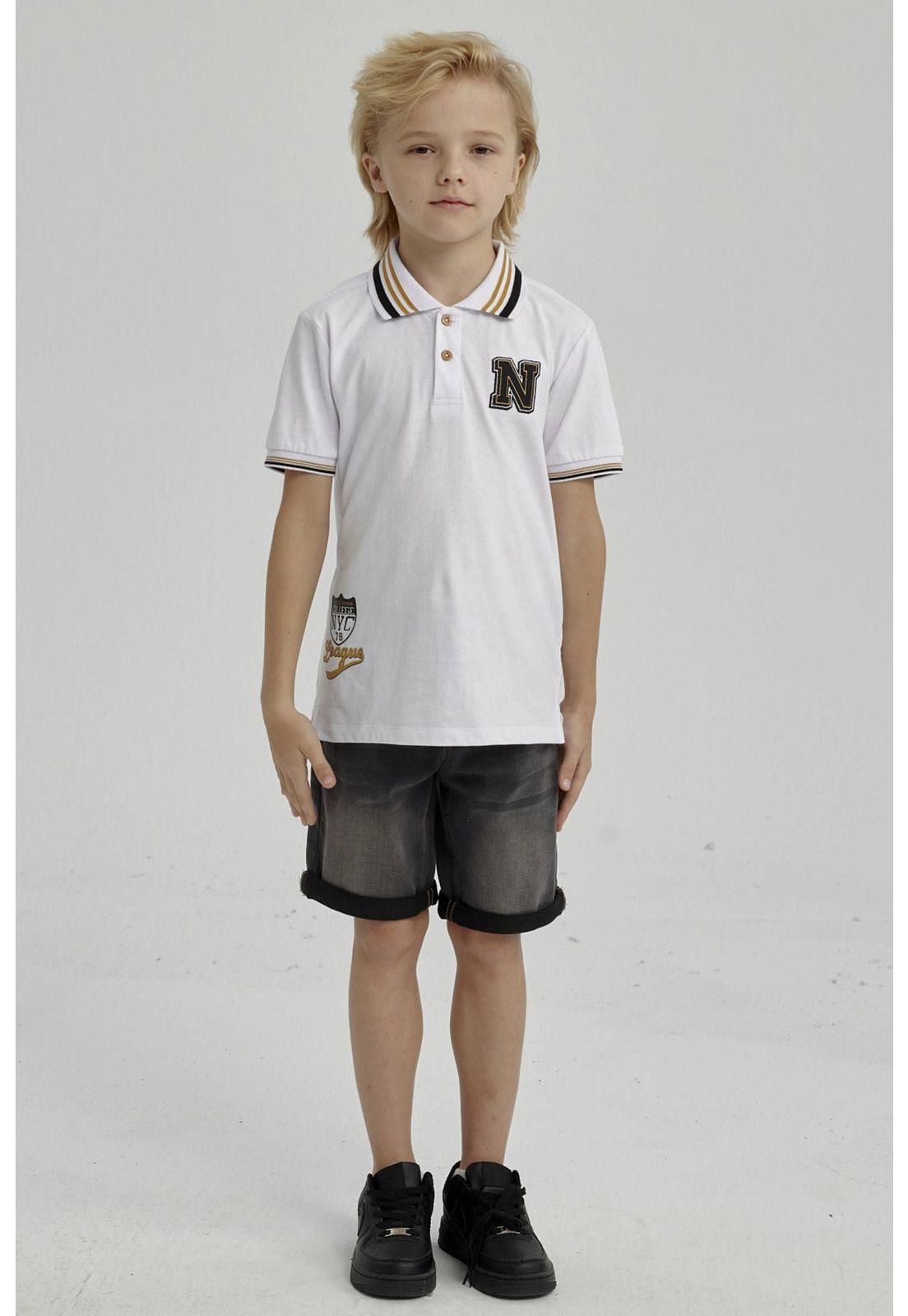 Polera Niño Piqué Con Parche Crudo-1