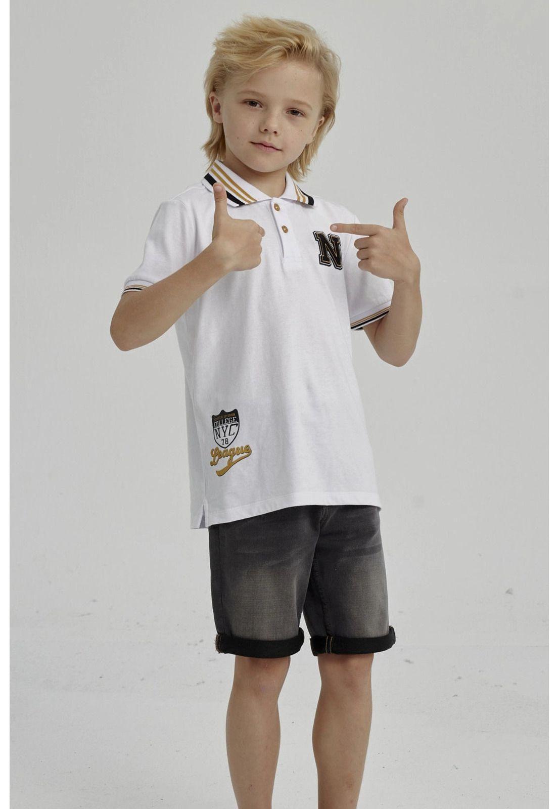 Polera Niño Piqué Con Parche Crudo-4