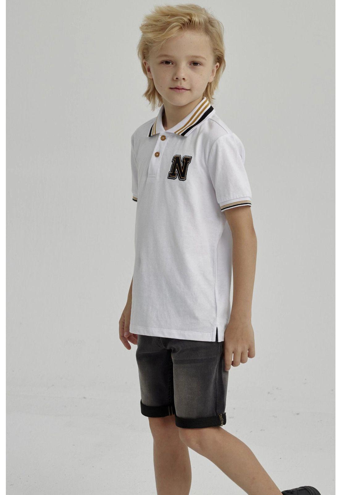 Polera Niño Piqué Con Parche Crudo-5