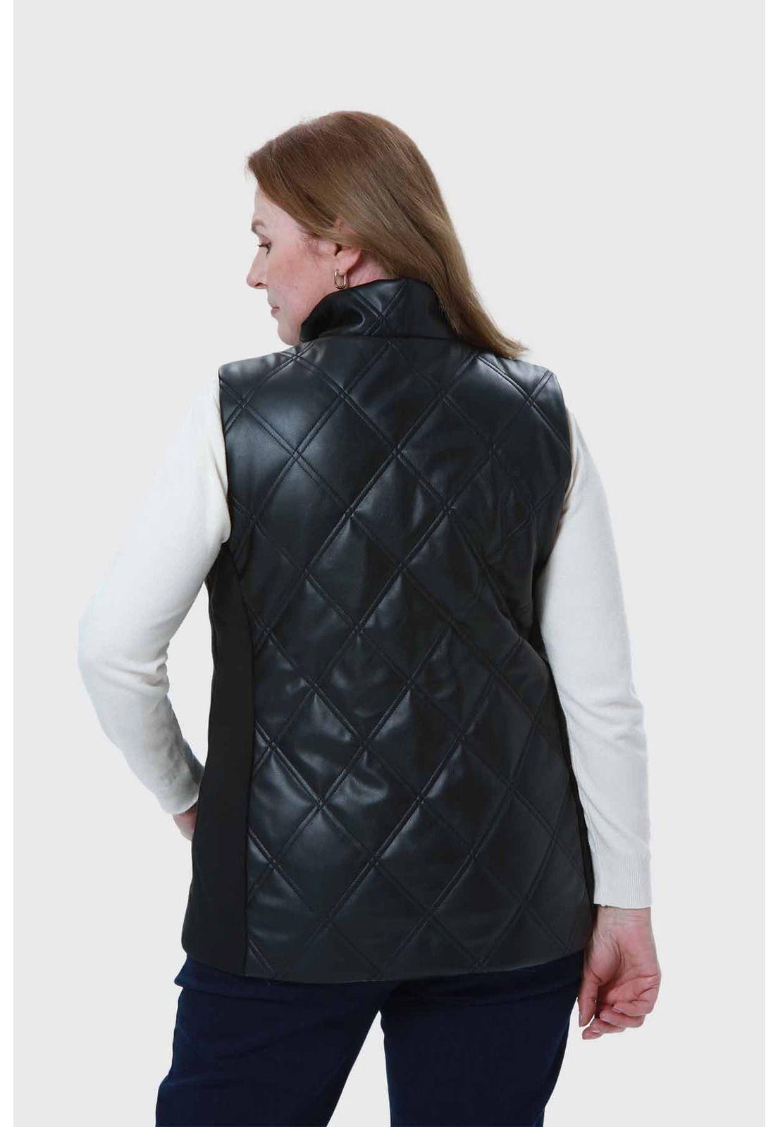 Chaqueta Mujer Efecto Cuero Negro - VII-2