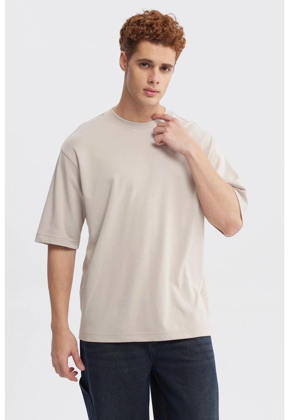 Polera Hombre Loose Fit Beige Oscuro-0