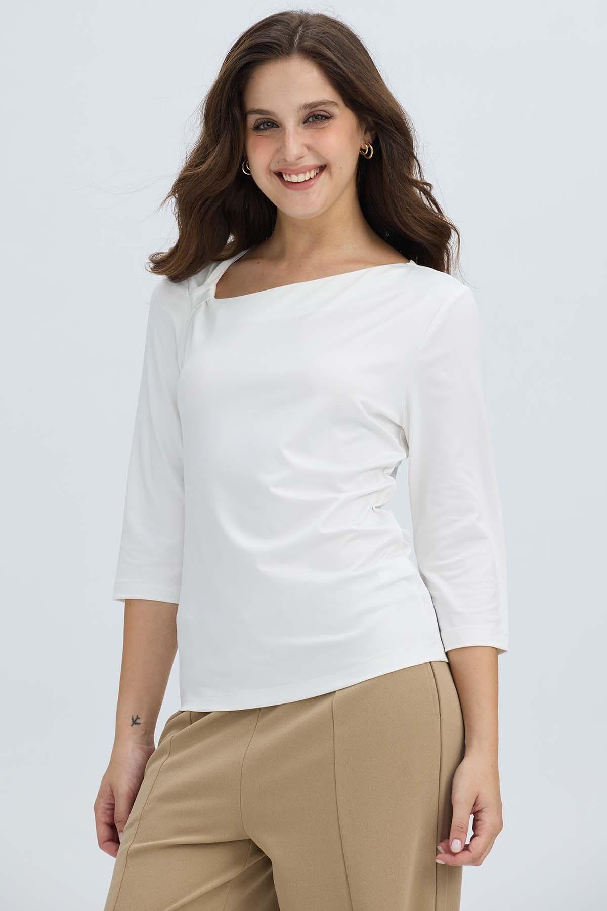 Polera Mujer Detalle Hombro Crudo-0