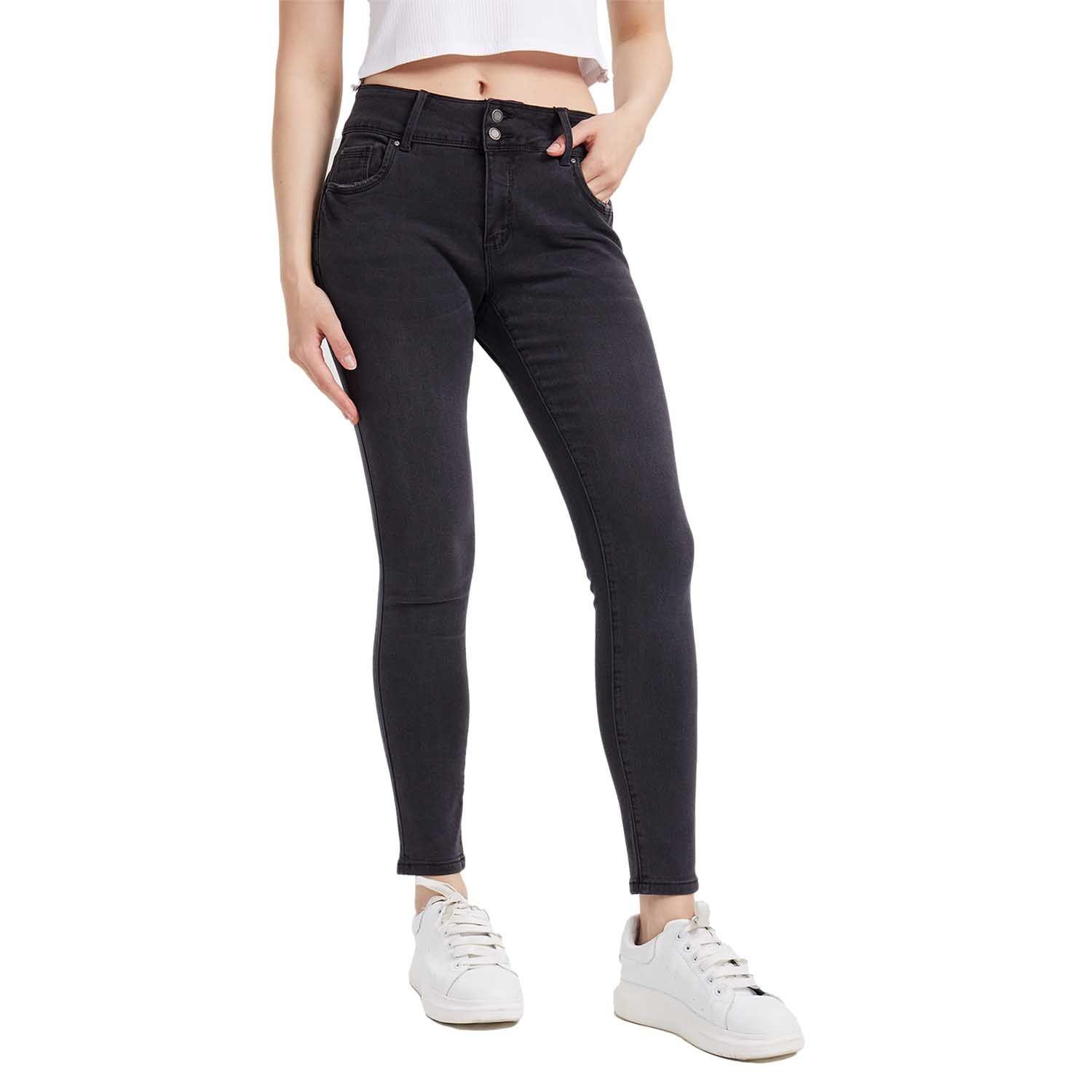 Jeans Mujer Skinny Kim Lavado Negro Fashion's Park-0