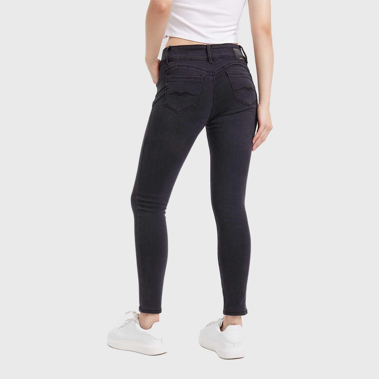 Jeans Mujer Skinny Kim Lavado Negro Fashion's Park-2