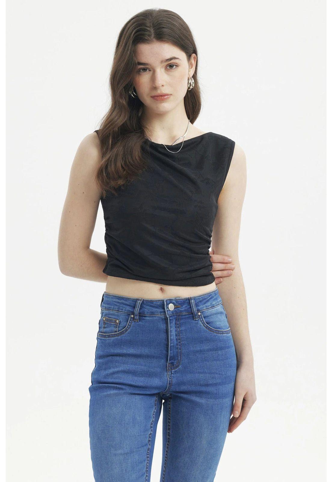 Polera Mujer Textura Negro - V-0