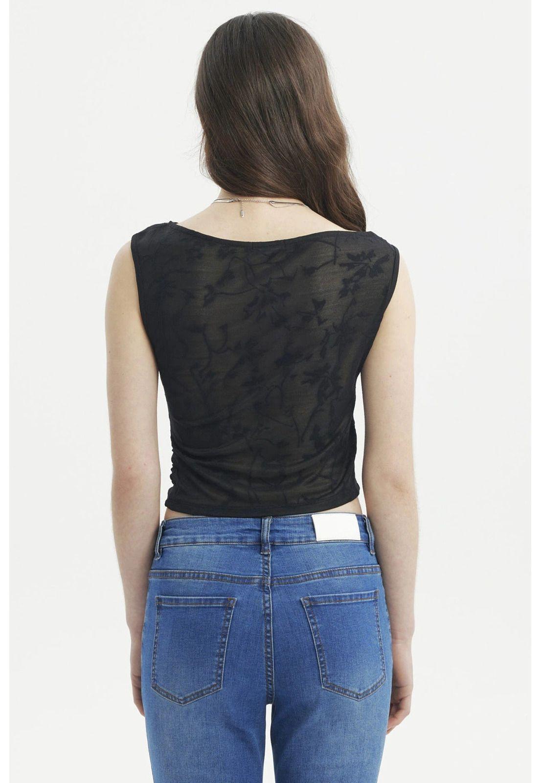 Polera Mujer Textura Negro - V-2