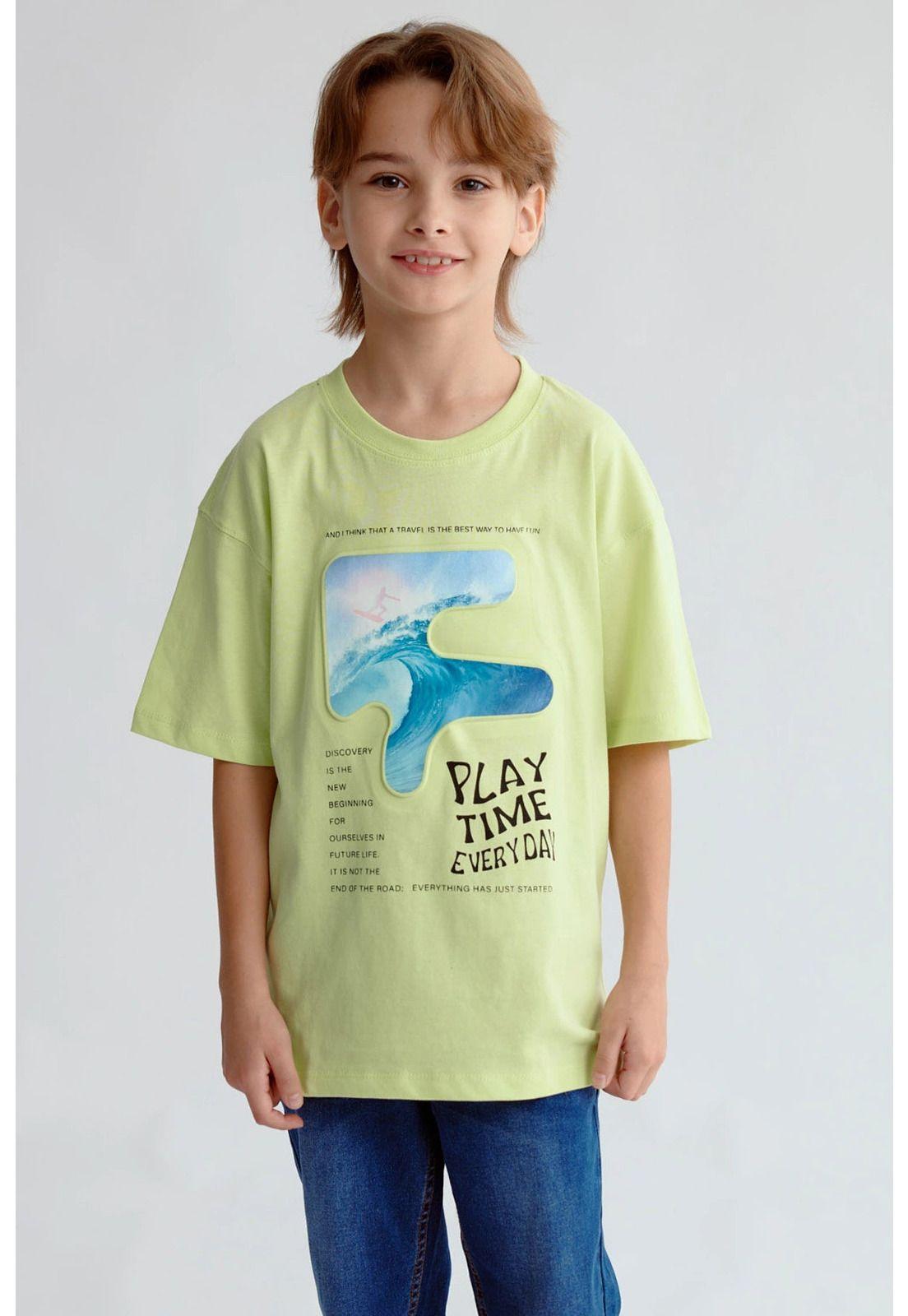 Polera Niño Print 3D Verde - ll-0